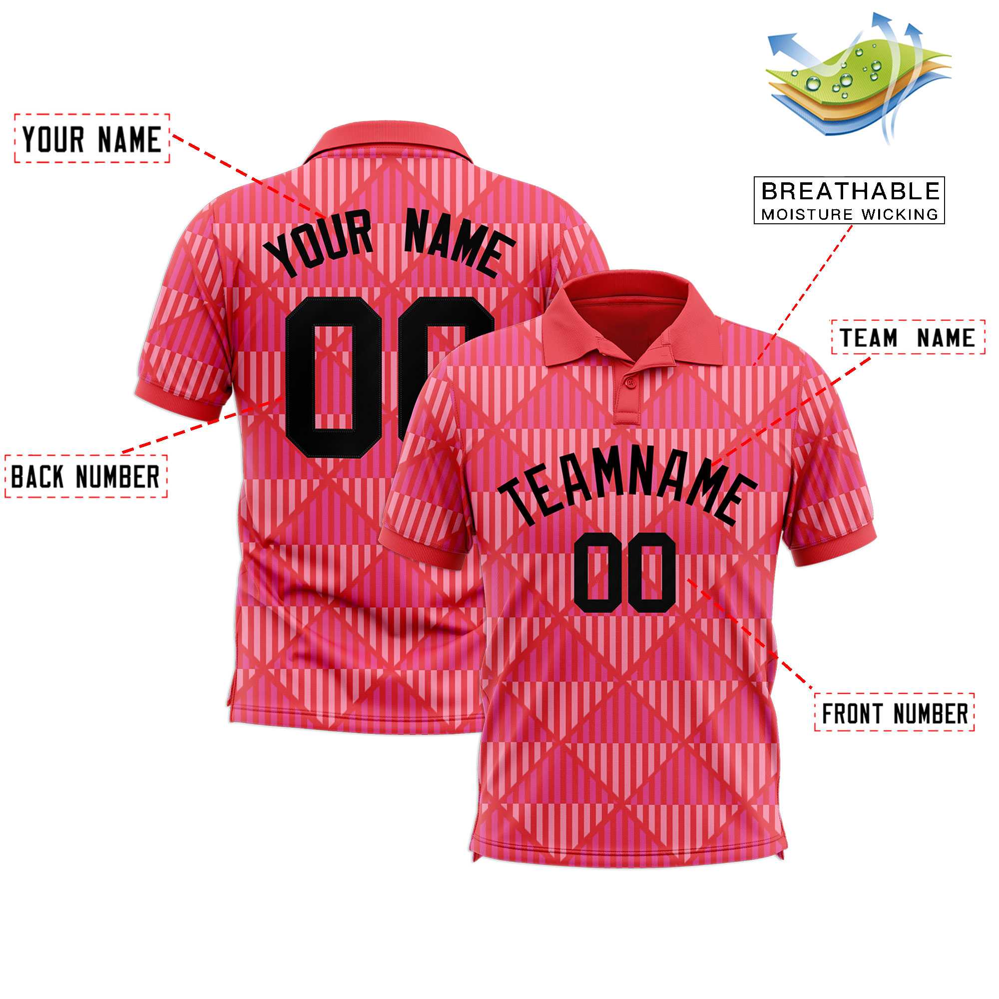 Custom Light Red Lingge Sunshine Polo Shirts