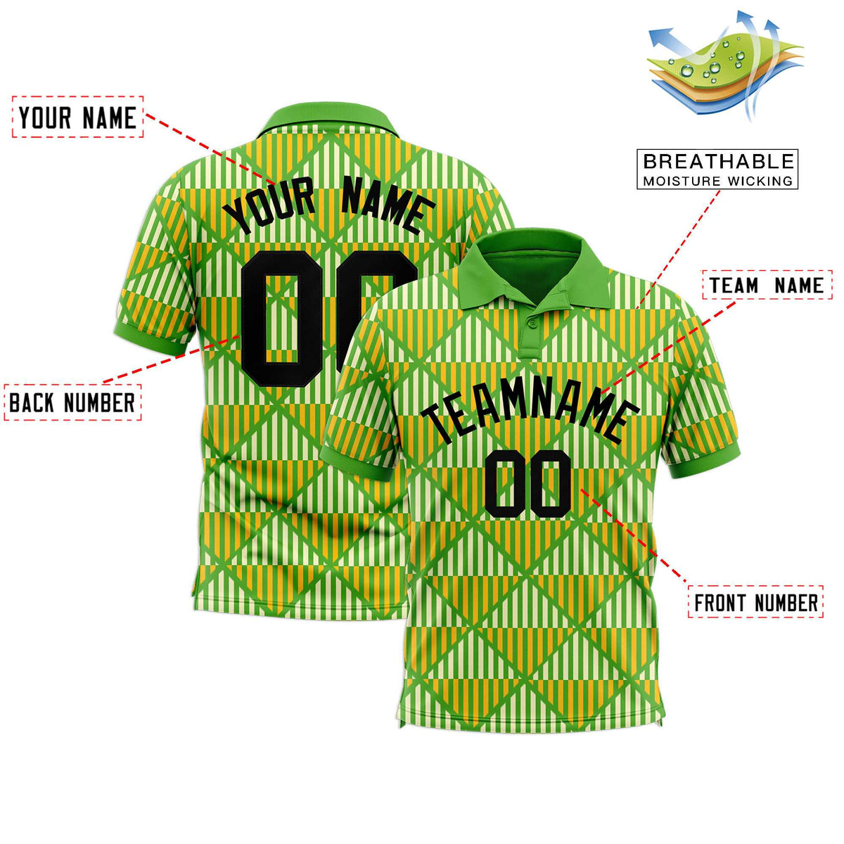 Custom Light Green Lingge Sunshine Polo Shirts