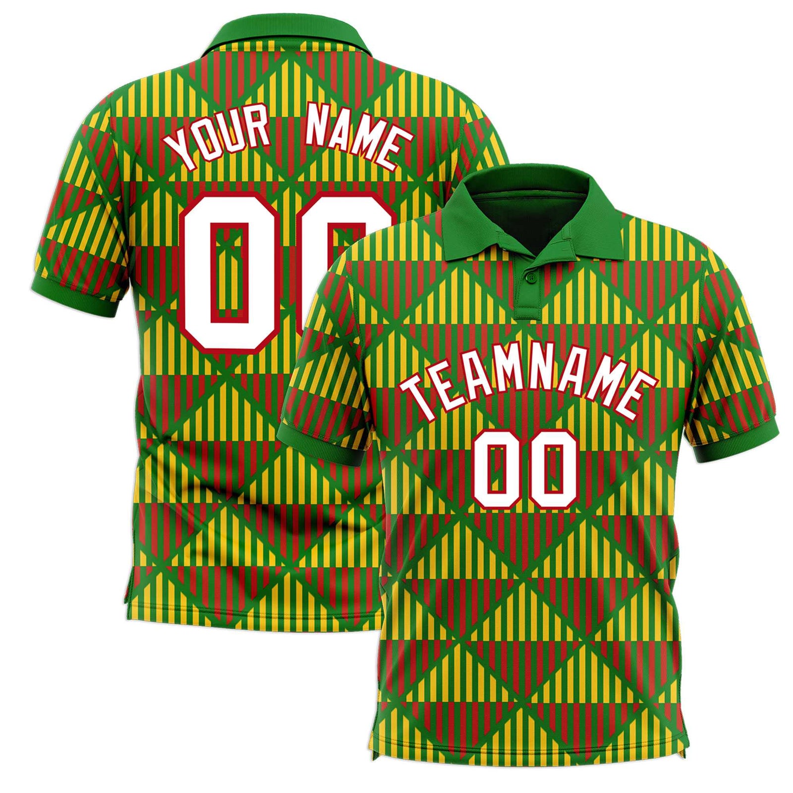 Custom Kelly Green Lingge Sunshine Polo Shirts