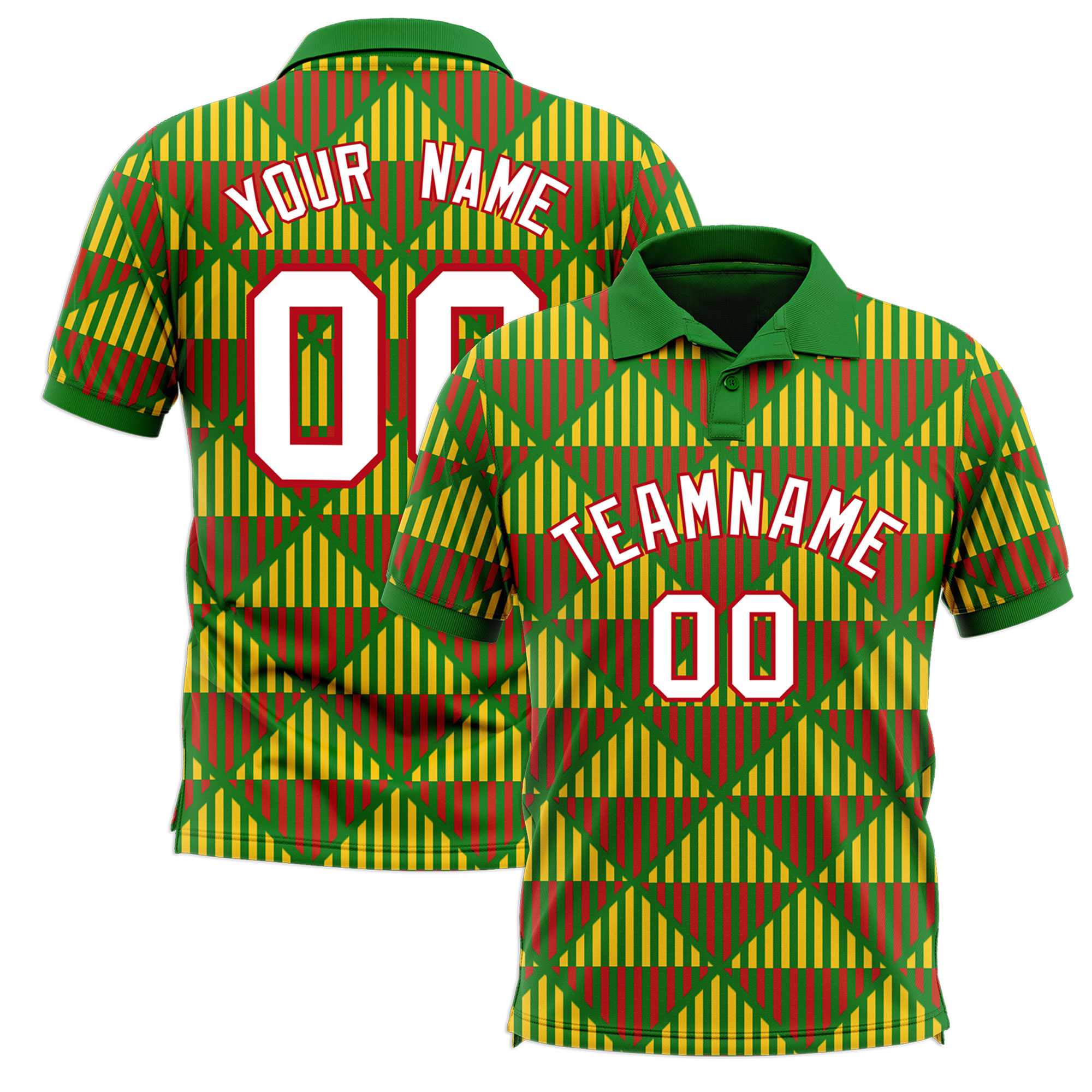 Custom Kelly Green Lingge Sunshine Polo Shirts