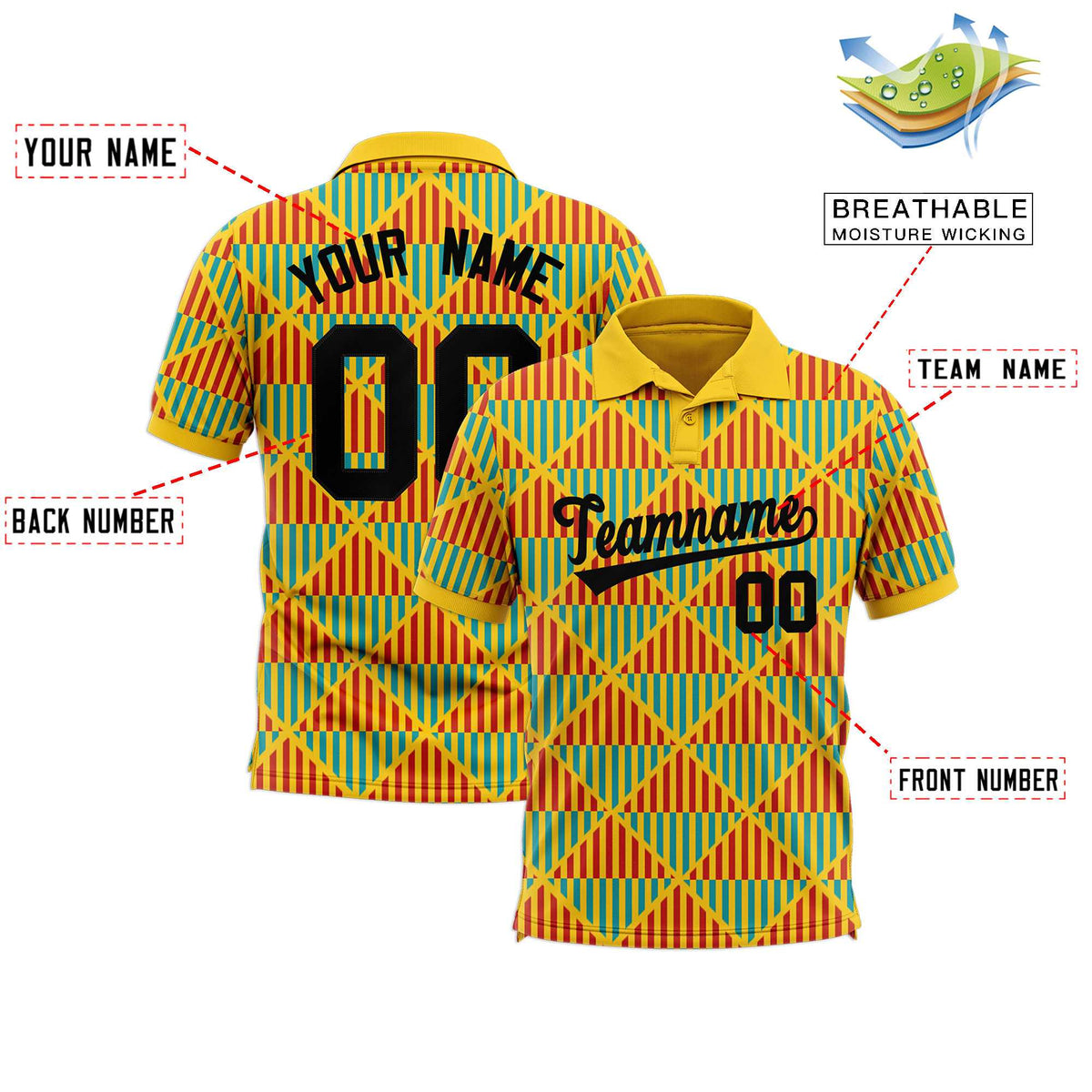 Custom Gold Lingge Sunshine Polo Shirts