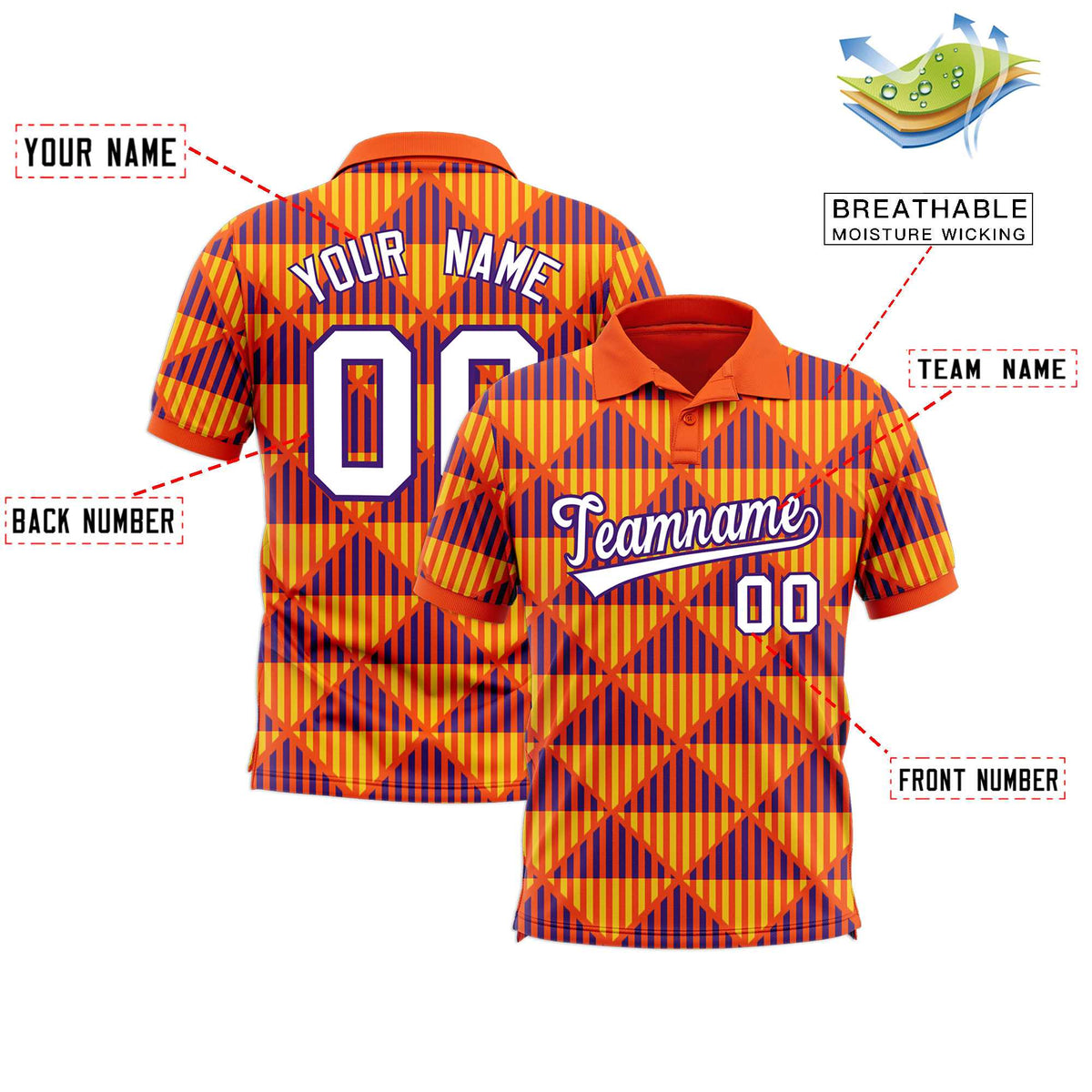 Custom Orange Lingge Sunshine Polo Shirts