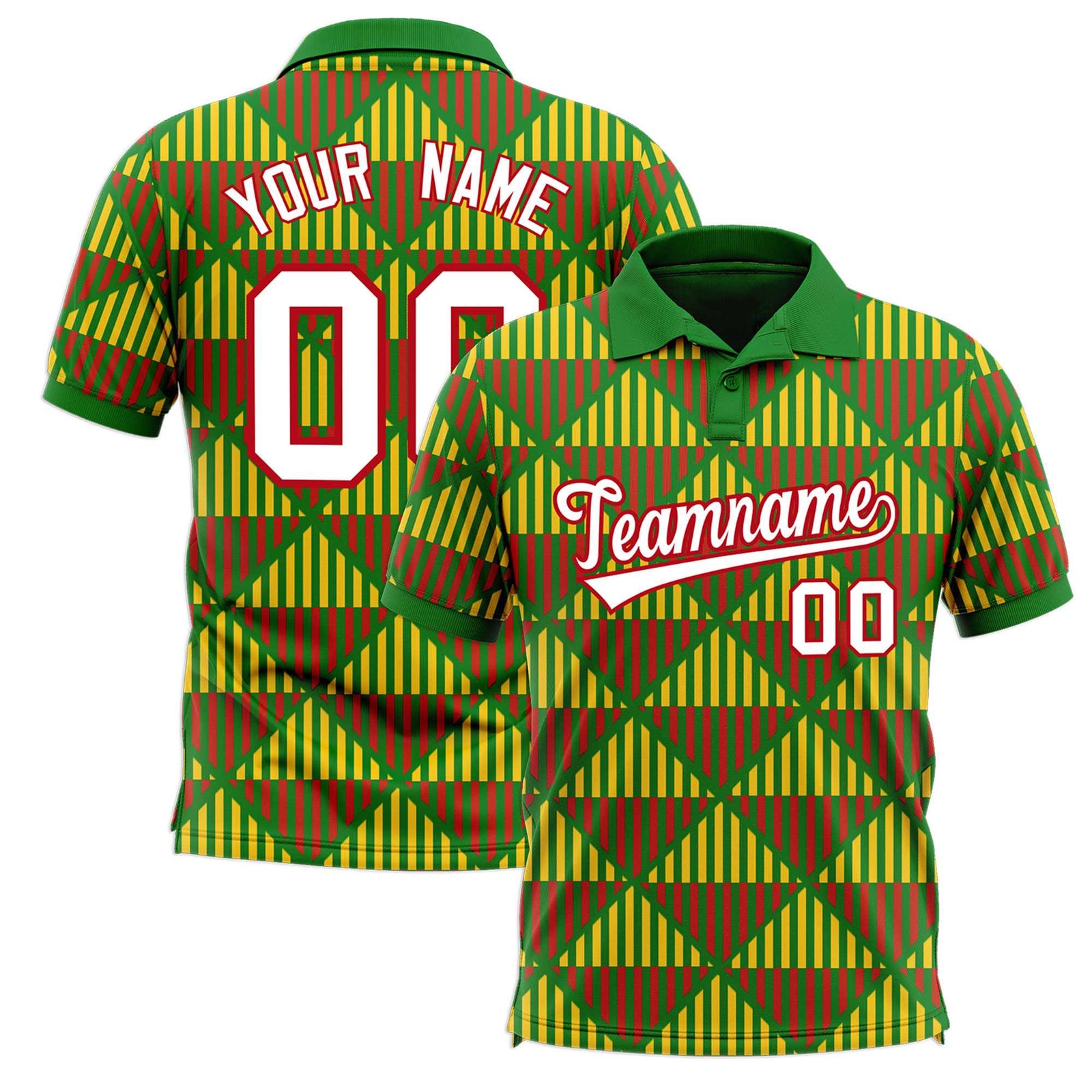 Custom Kelly Green Lingge Sunshine Polo Shirts