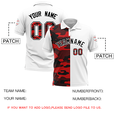 Custom White Camo Split Fashion Authentic Performance Polo Shirt
