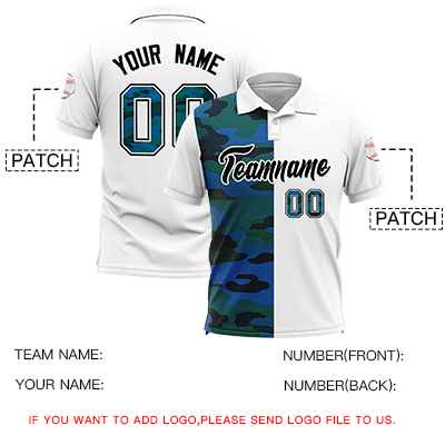 Custom White Camo Split Fashion Authentic Performance Polo Shirt