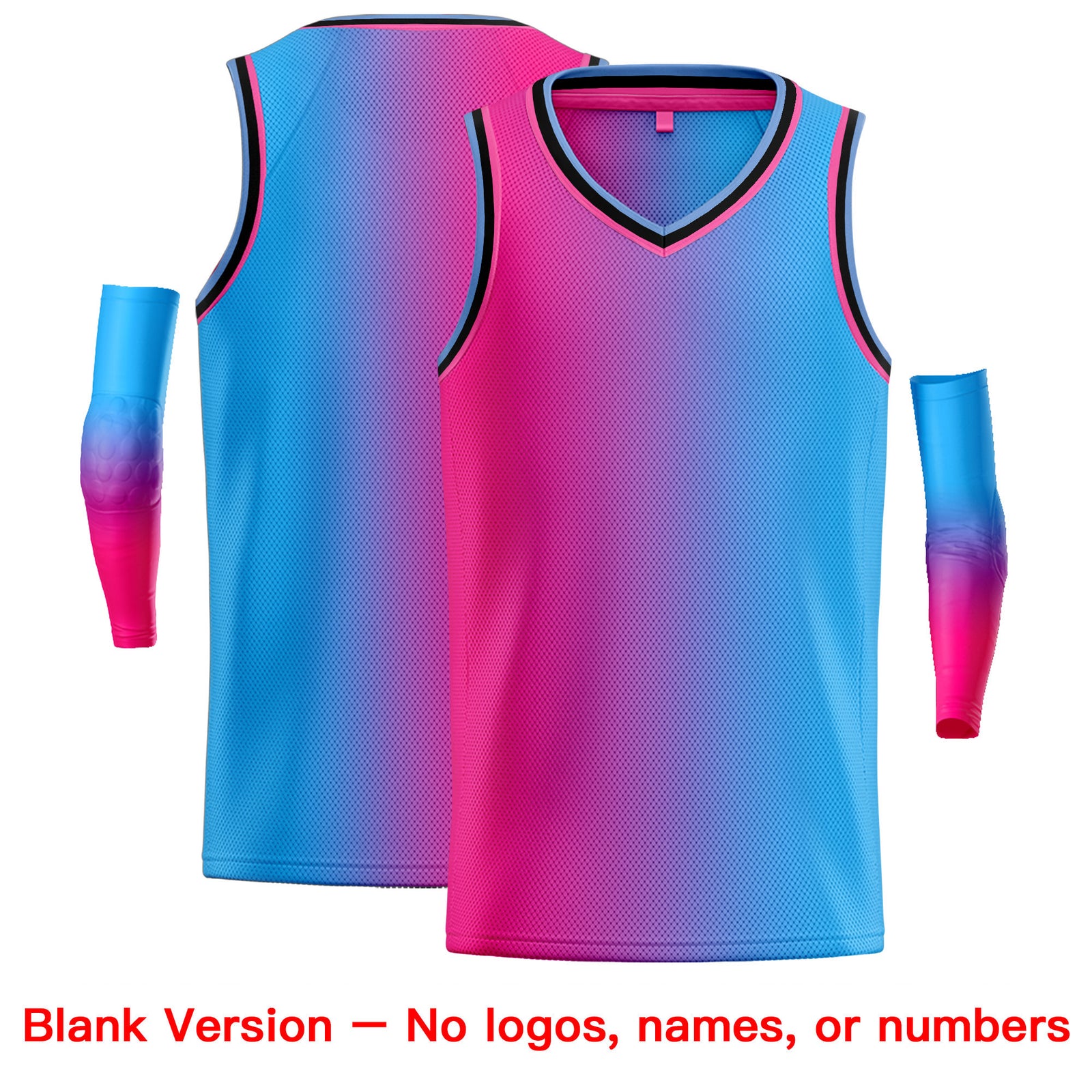 Custom Pink Blue-Black Gradient Fashion Tops Tilted Basketball Jersey