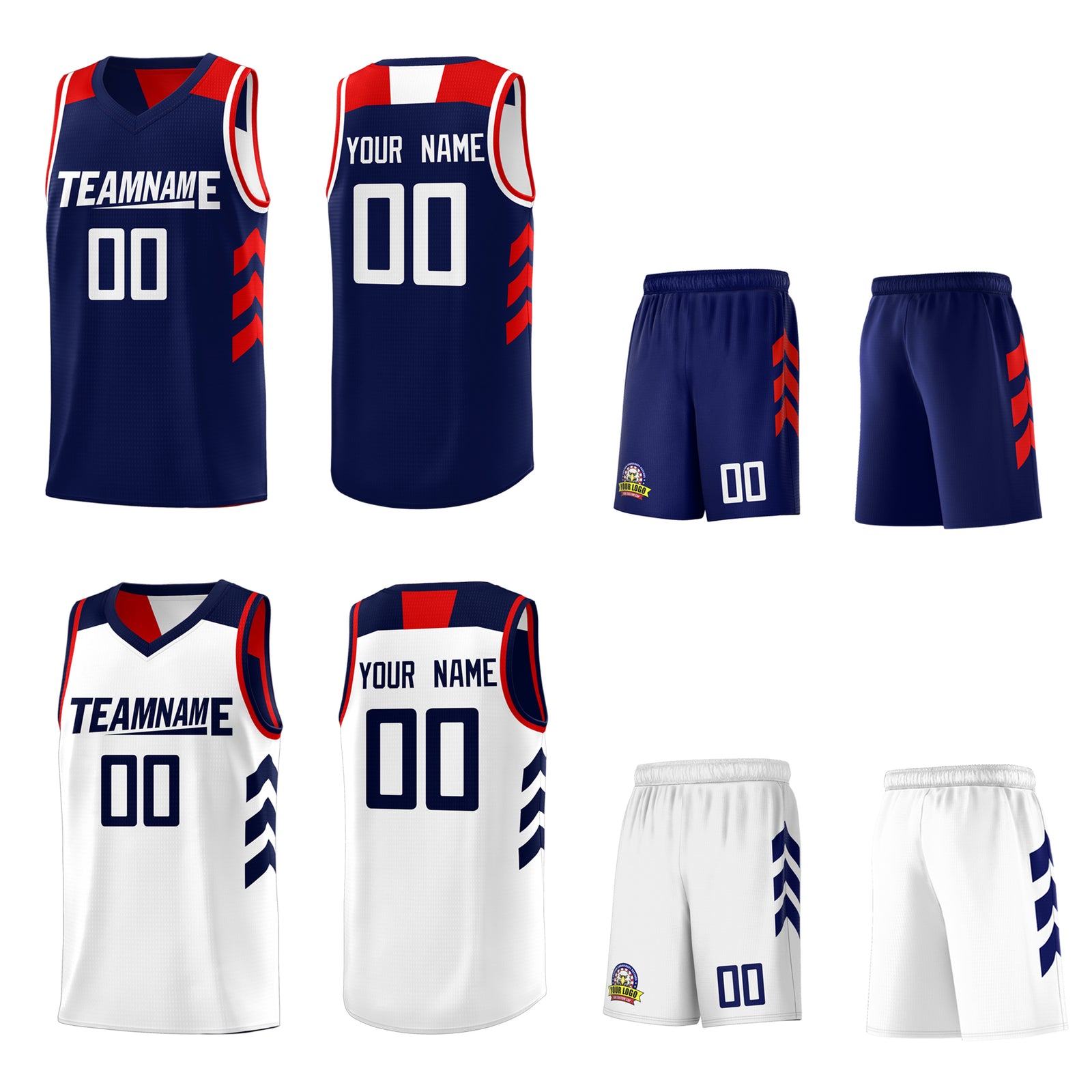 Custom Navy White Reversible Double Side Tops Basketball Jersey