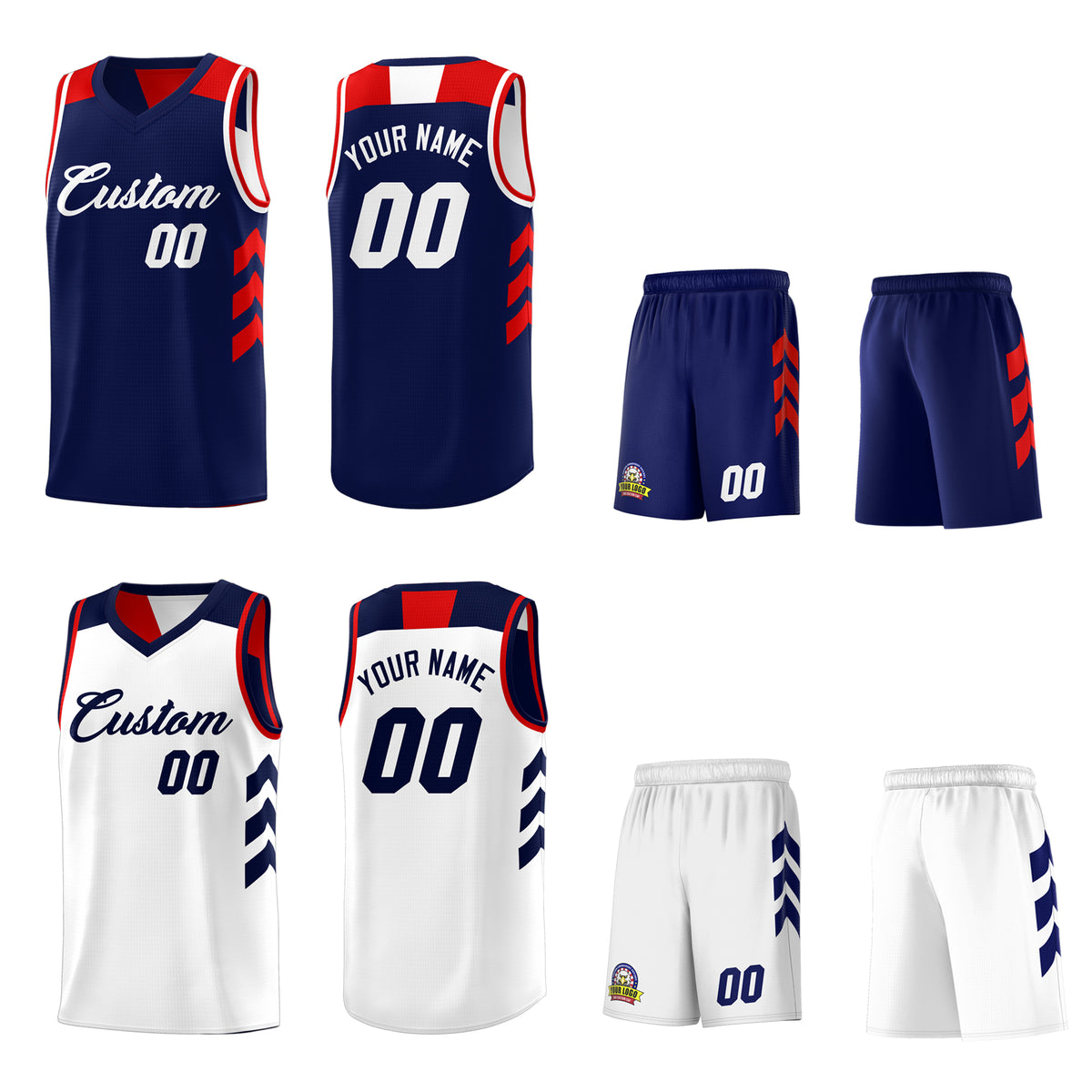Custom Navy White Reversible Double Side Tops Basketball Jersey