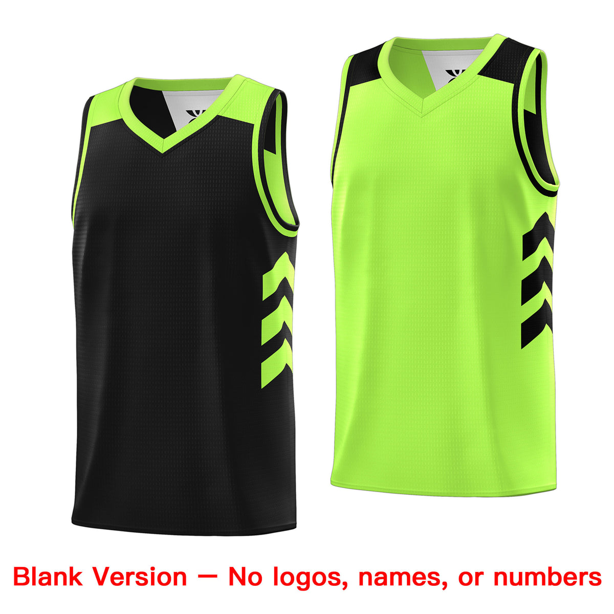 Custom Black Neon Green Reversible Double Side Tops Basketball Jersey