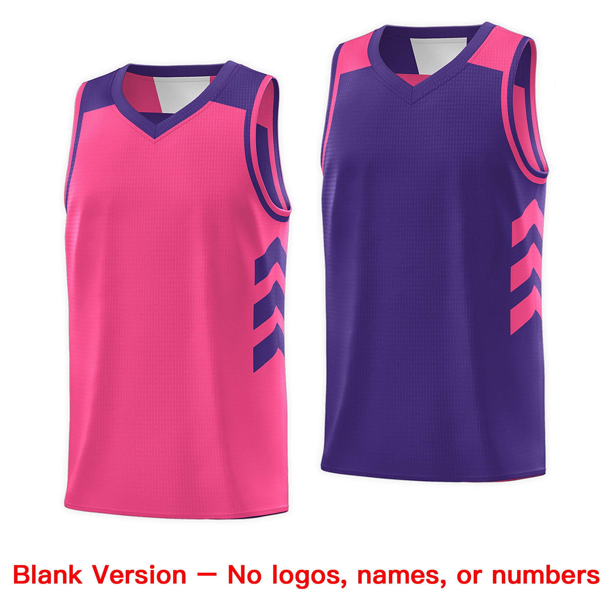 Custom Purple Pink-White Reversible Double Side Tops Basketball Jersey
