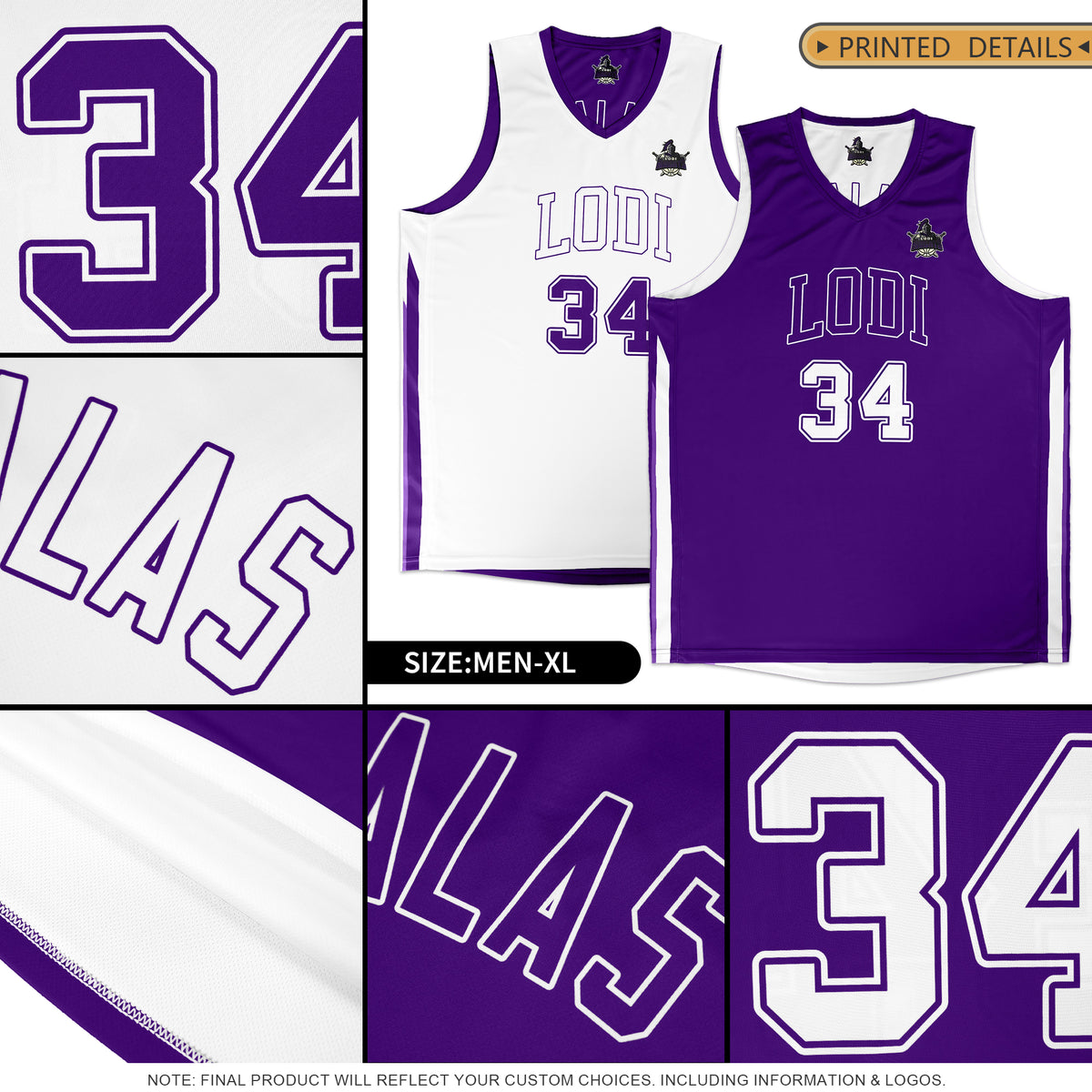 Custom Purple White Double Side Tops Training Fashion Basketball Jersey