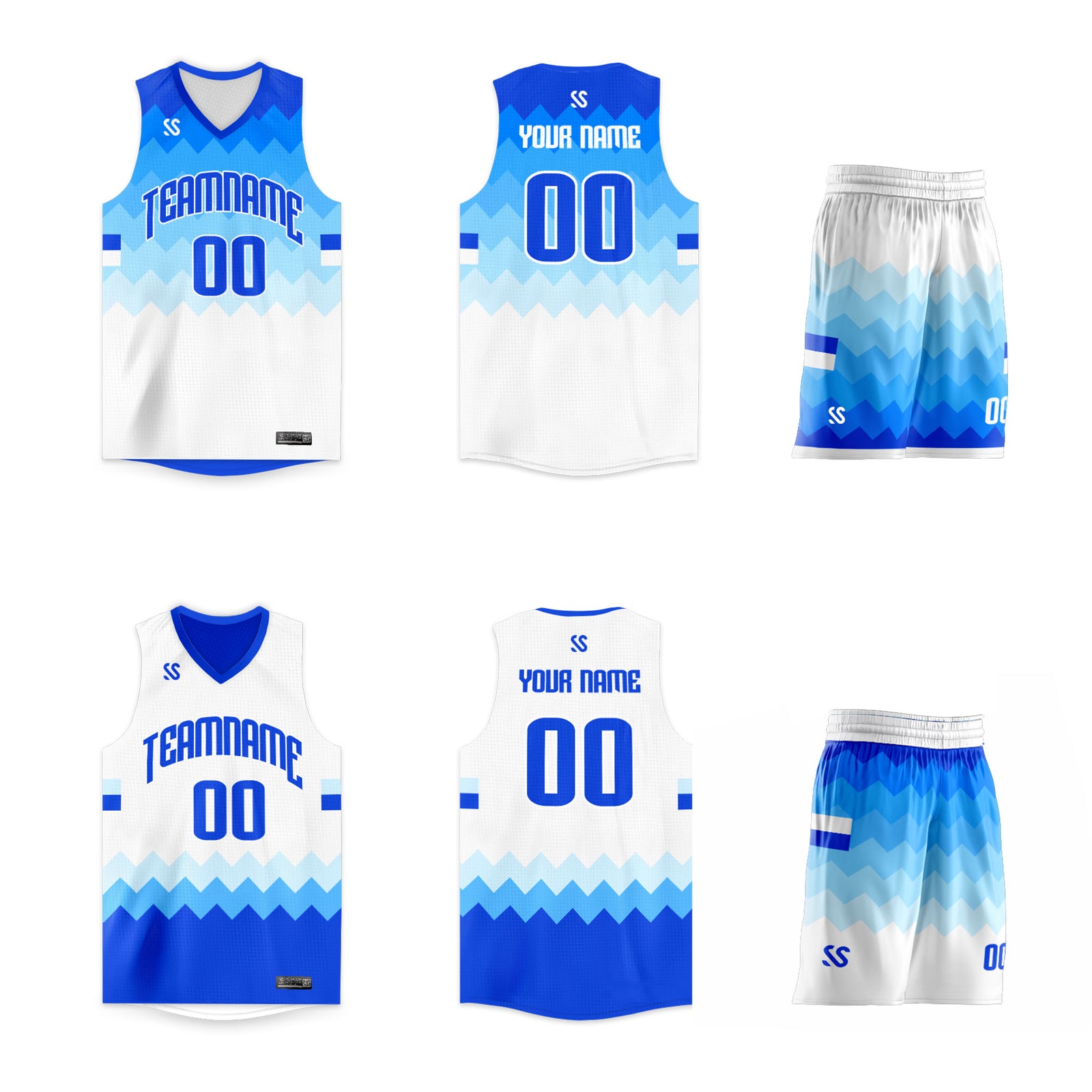 Custom Light Blue Double Side Sets Sportswear Basketball Jersey