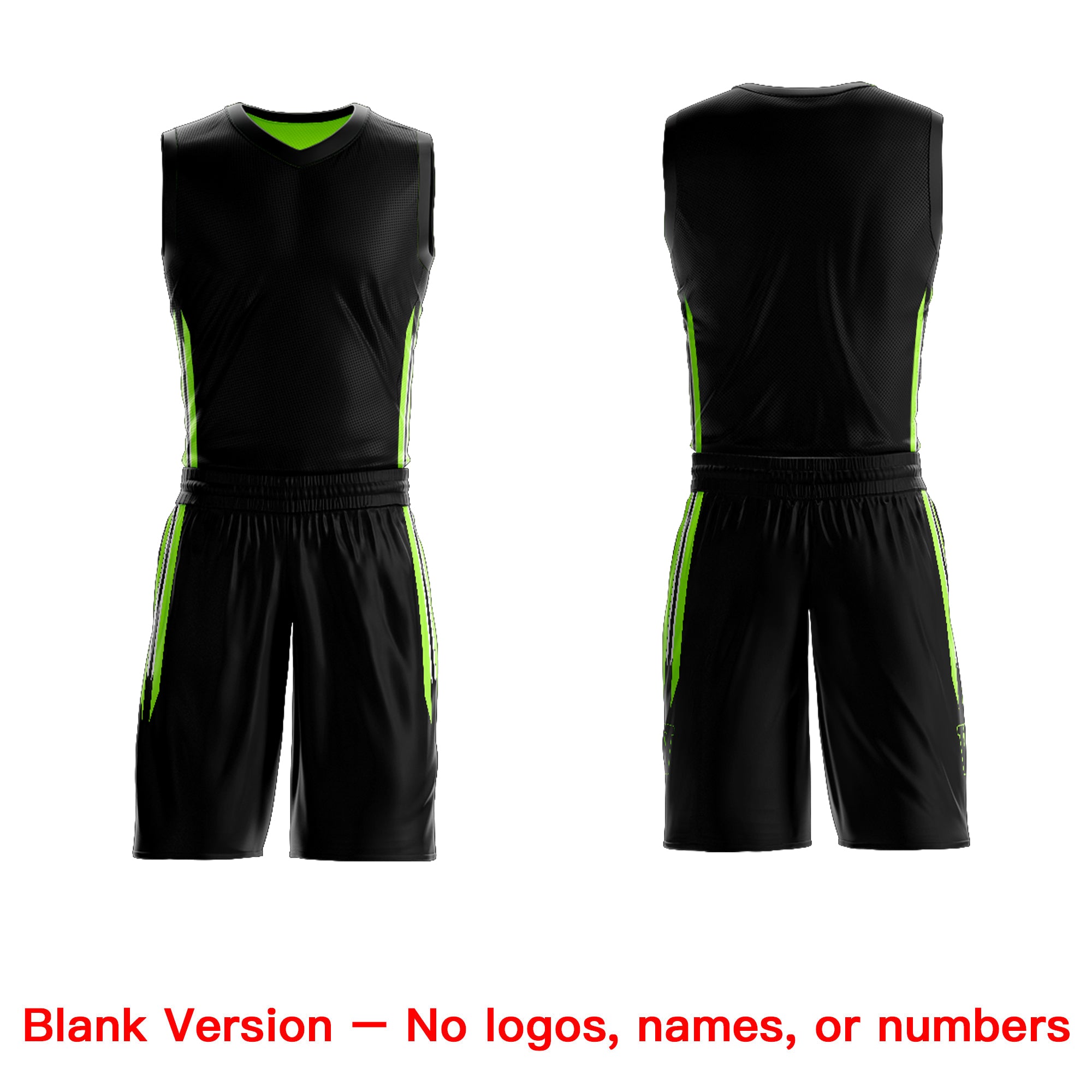 Custom Black Neon Green Double Side Sets Design Sportswear Basketball Jersey