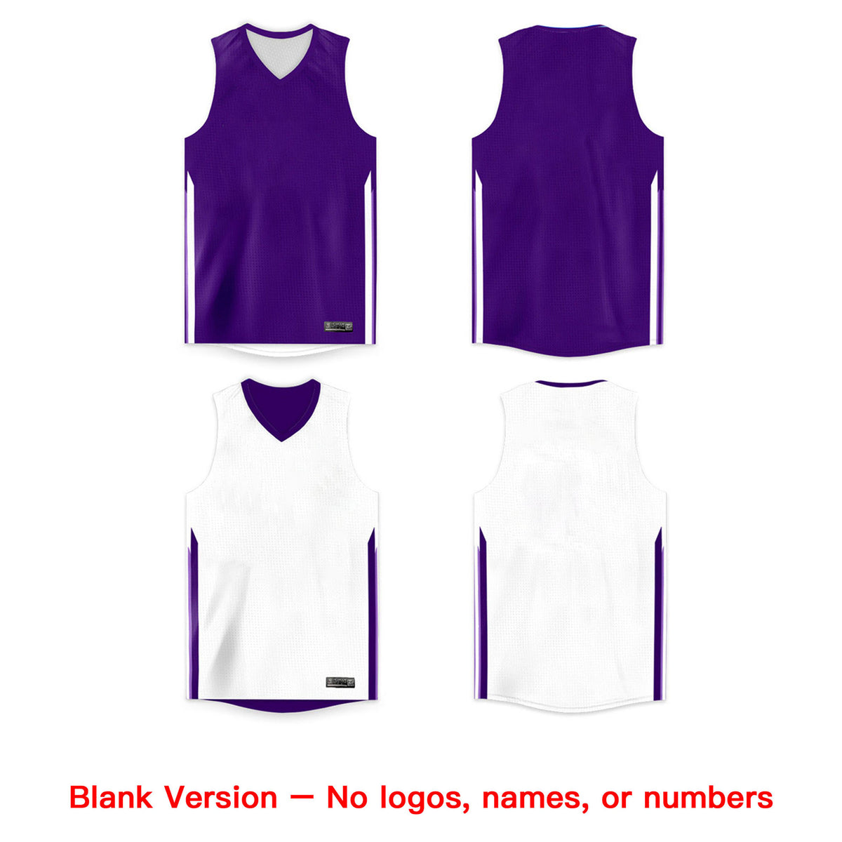 Custom Purple White Double Side Tops Basketball Jersey
