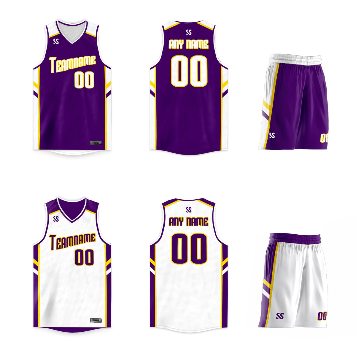 Custom Purple White Double Side Sets Men Basketball Jersey
