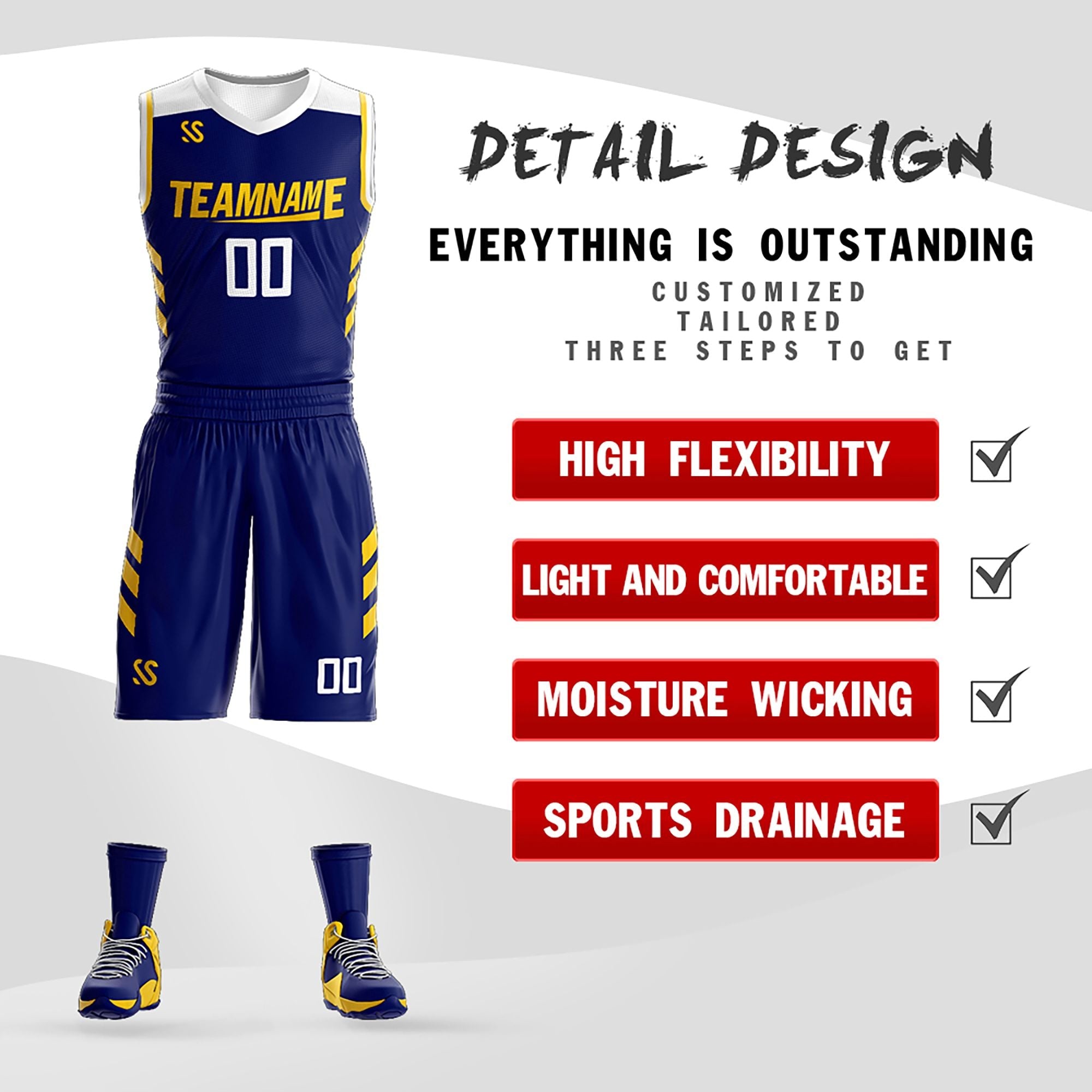custom navy and white reversible basketball jersey set at kxkshop
