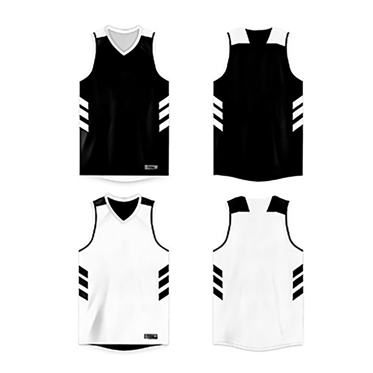 Custom Black White Double Side Tops Basketball Jersey