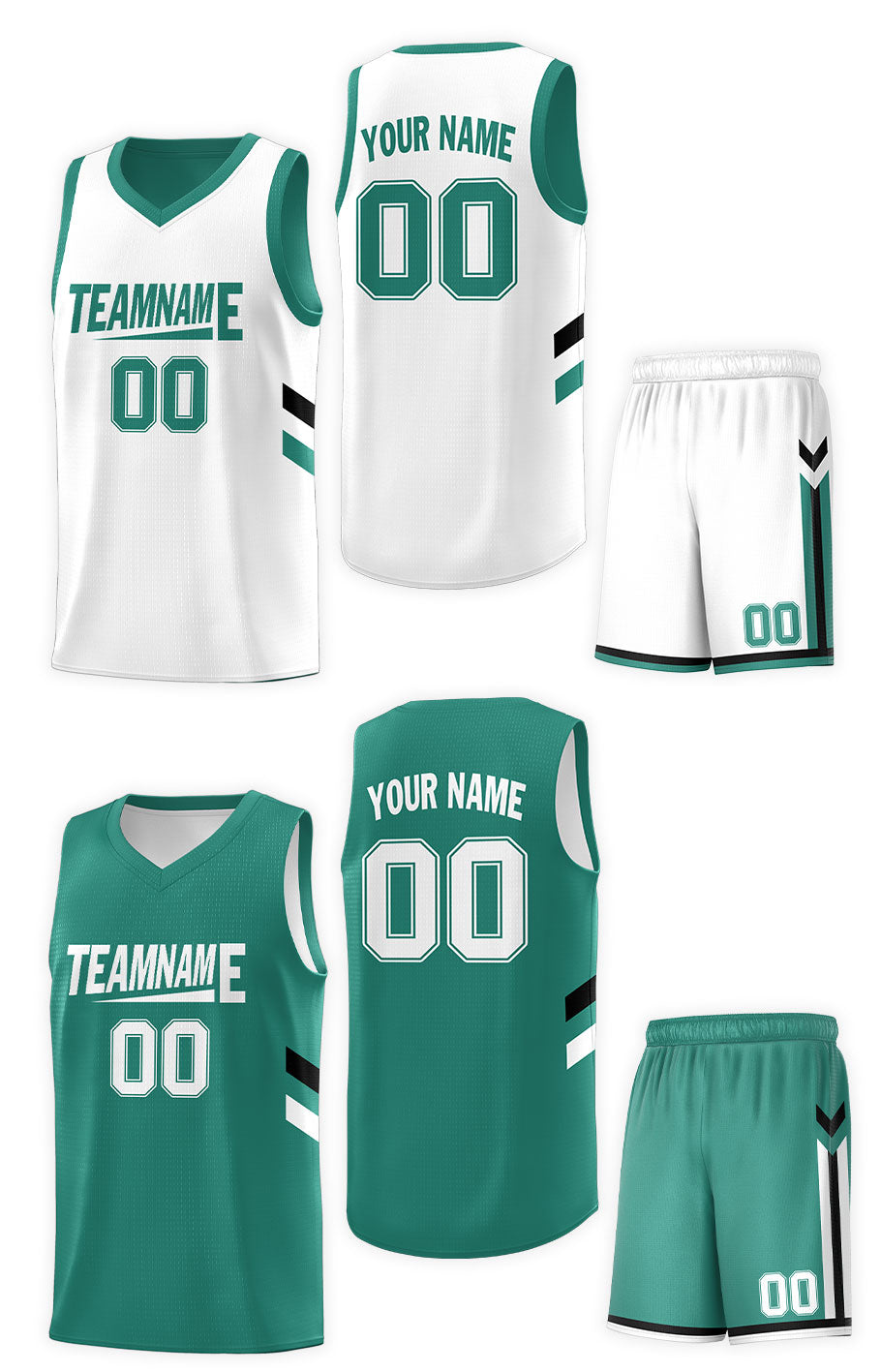 Custom White Green Double Side Sets Design Sportswear Basketball Jersey