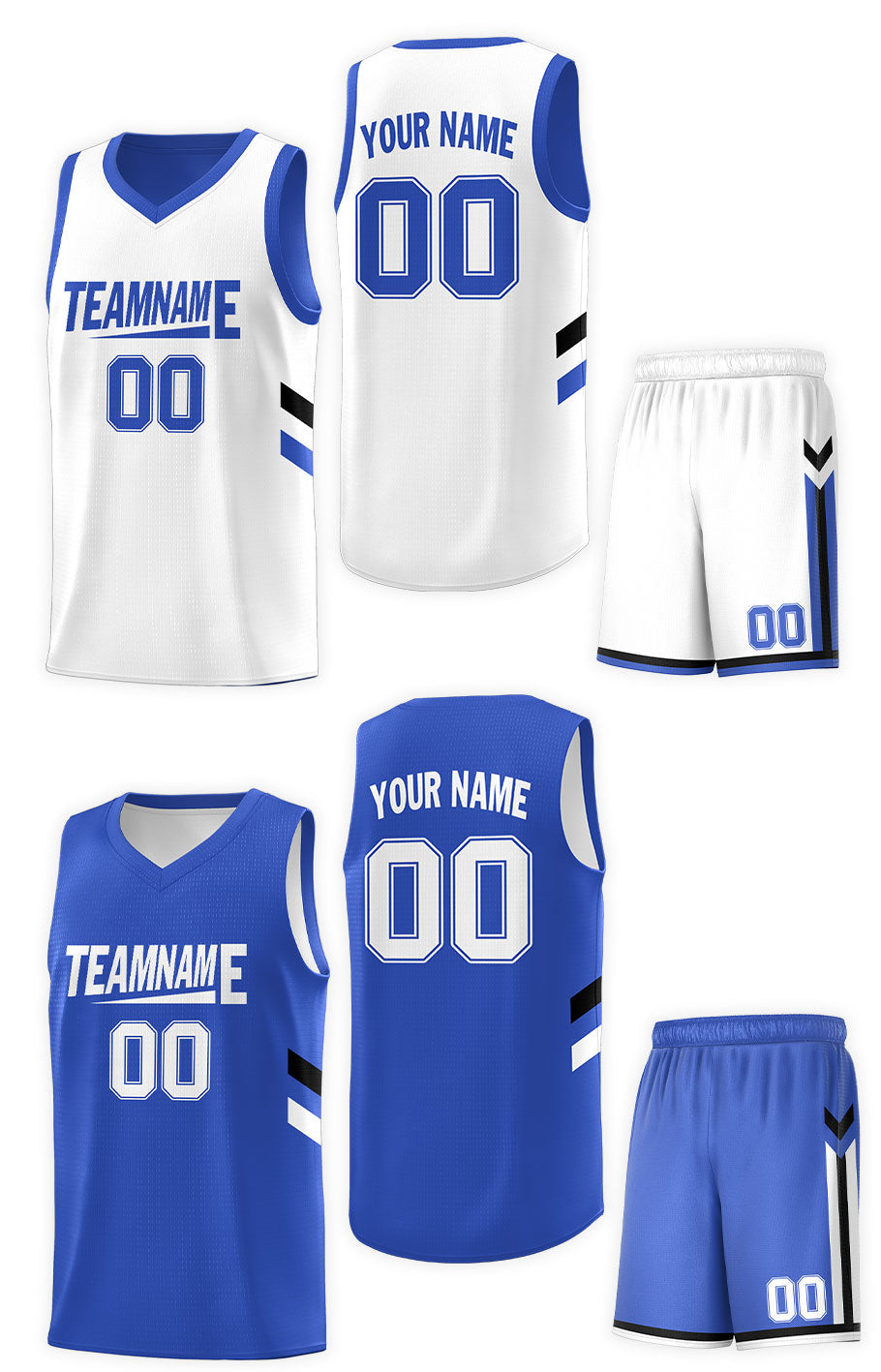 Custom Royal White Double Side Sets Design Sportswear Basketball Jersey