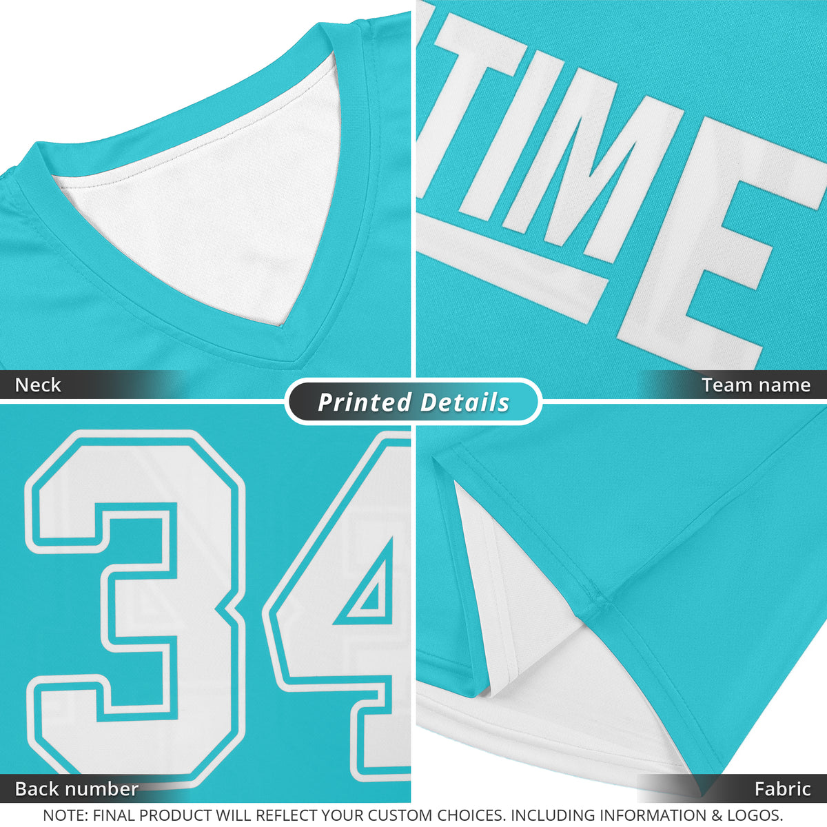 Custom Aqua White  Double Side Tops Athletic Basketball Jersey