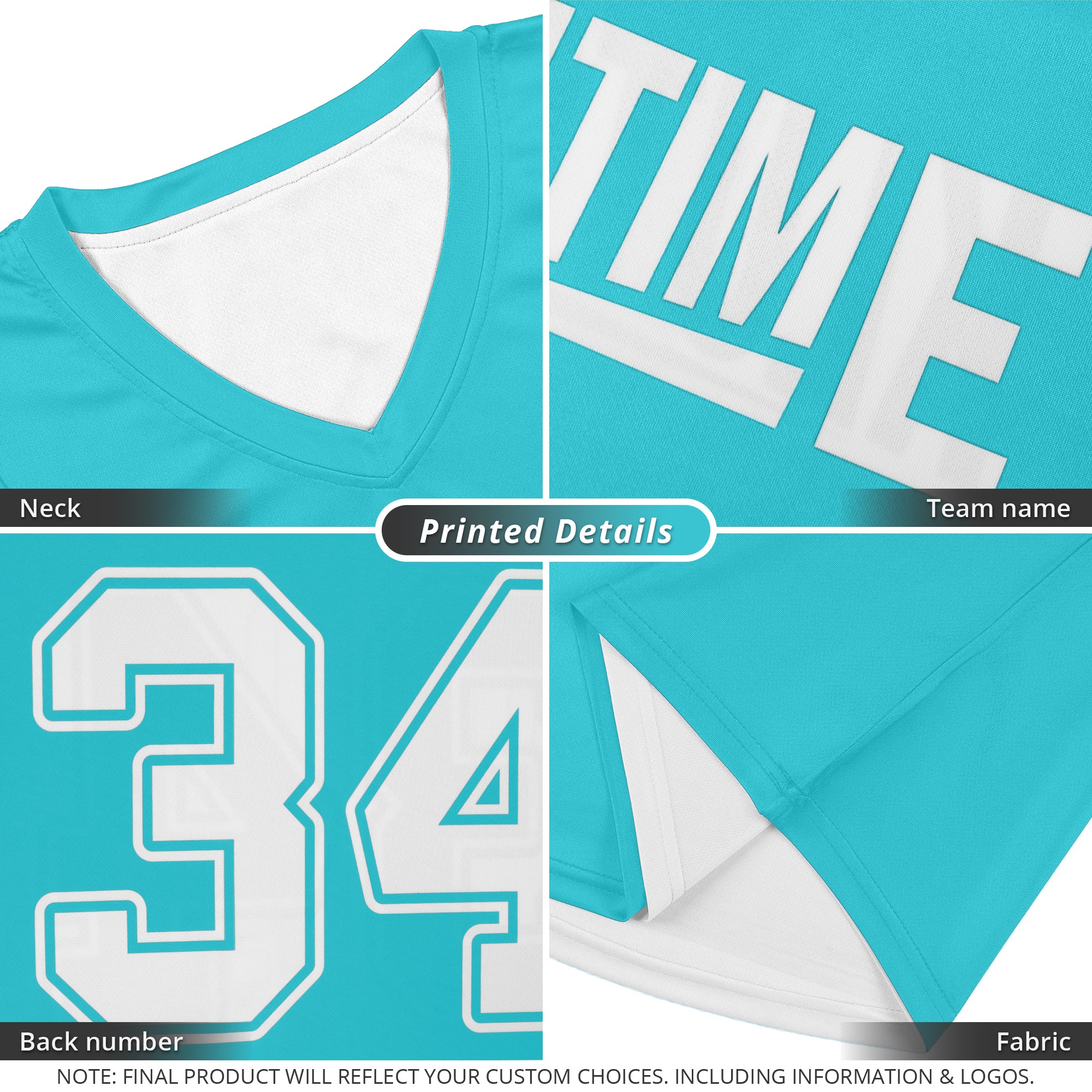 Custom Aqua White  Double Side Tops Athletic Basketball Jersey