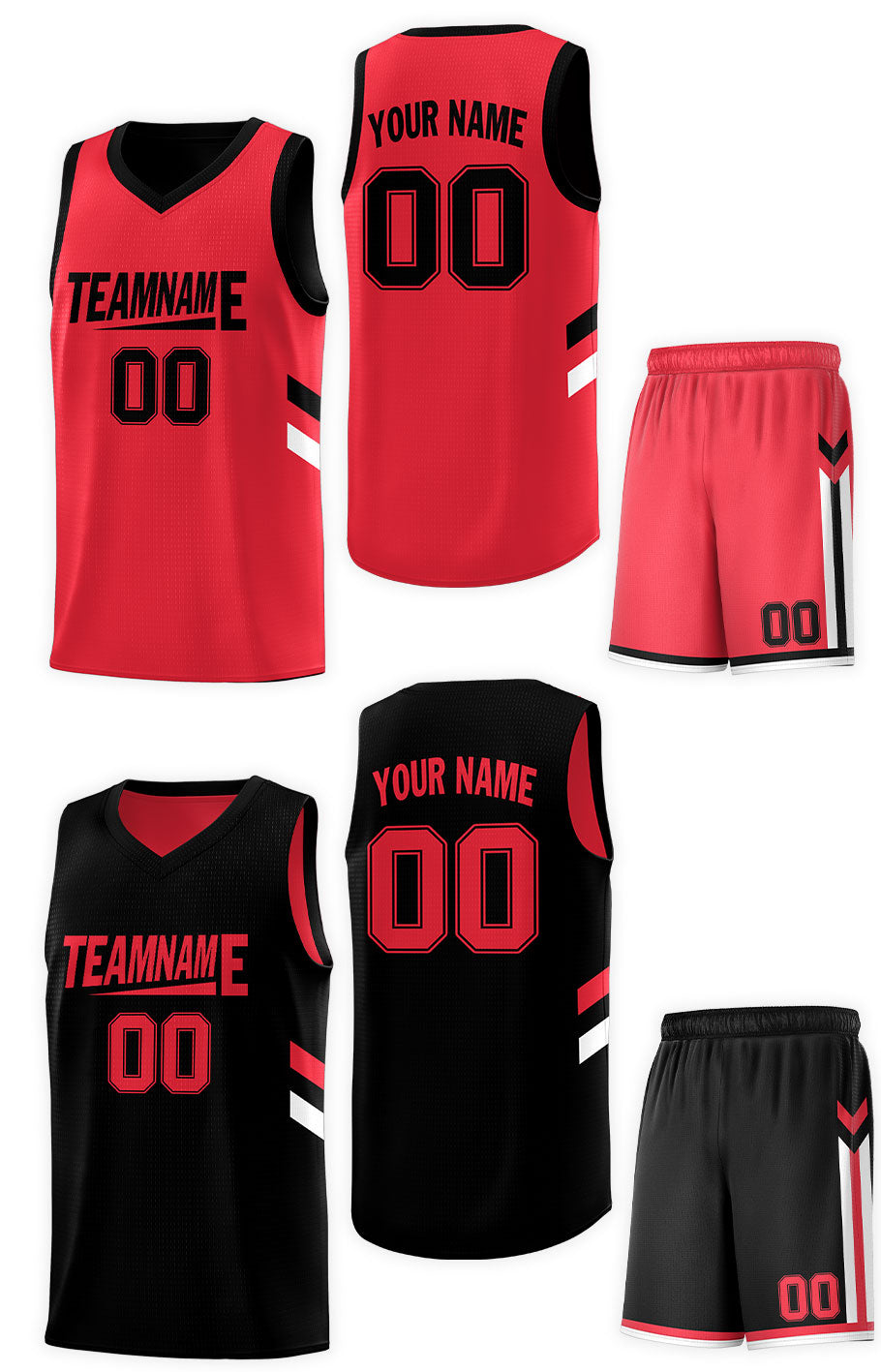 Custom Black Red Double Side Sets Design Sportswear Basketball Jersey
