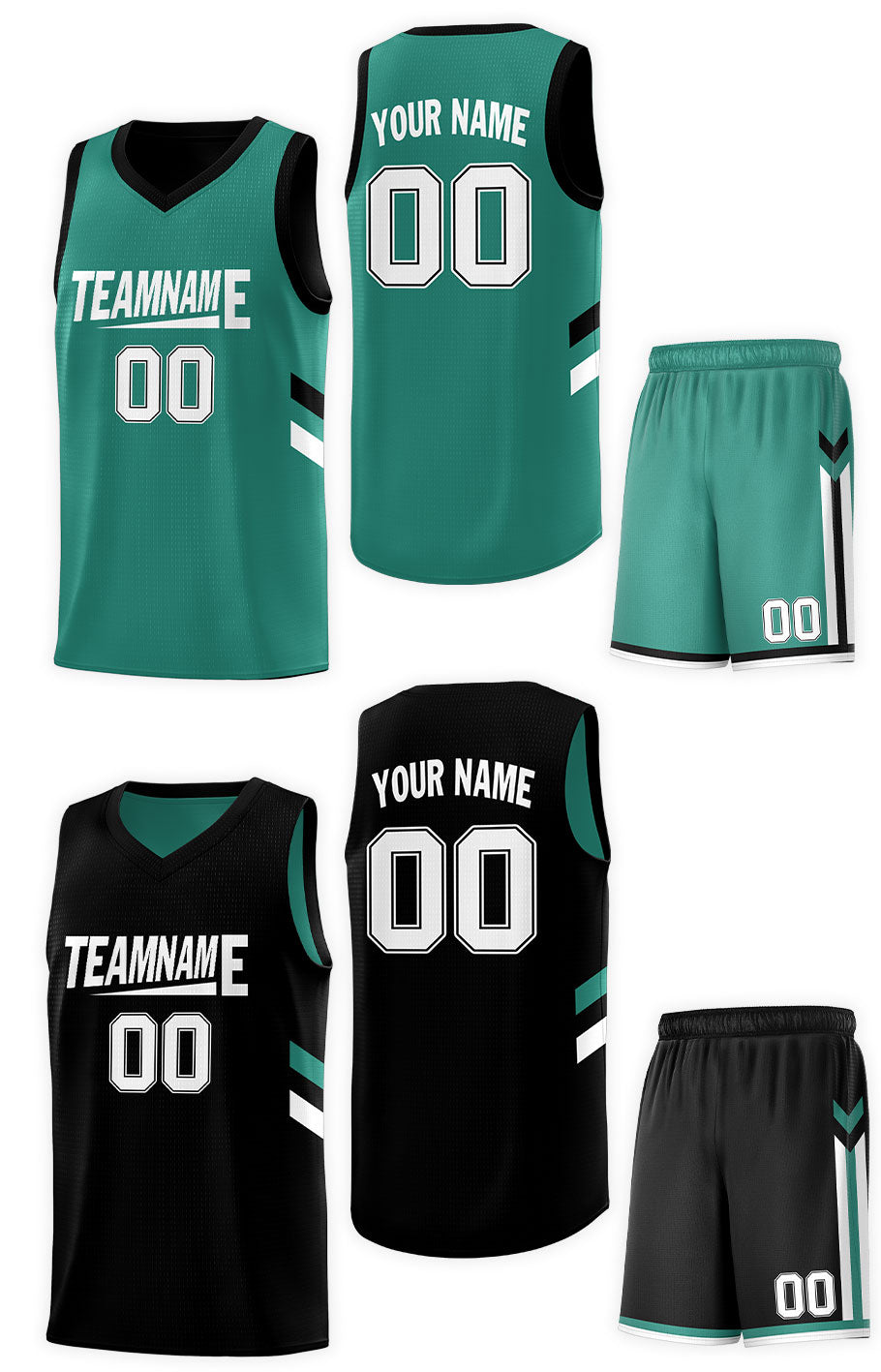 Custom Green Black Double Side Sets Design Sportswear Basketball Jersey