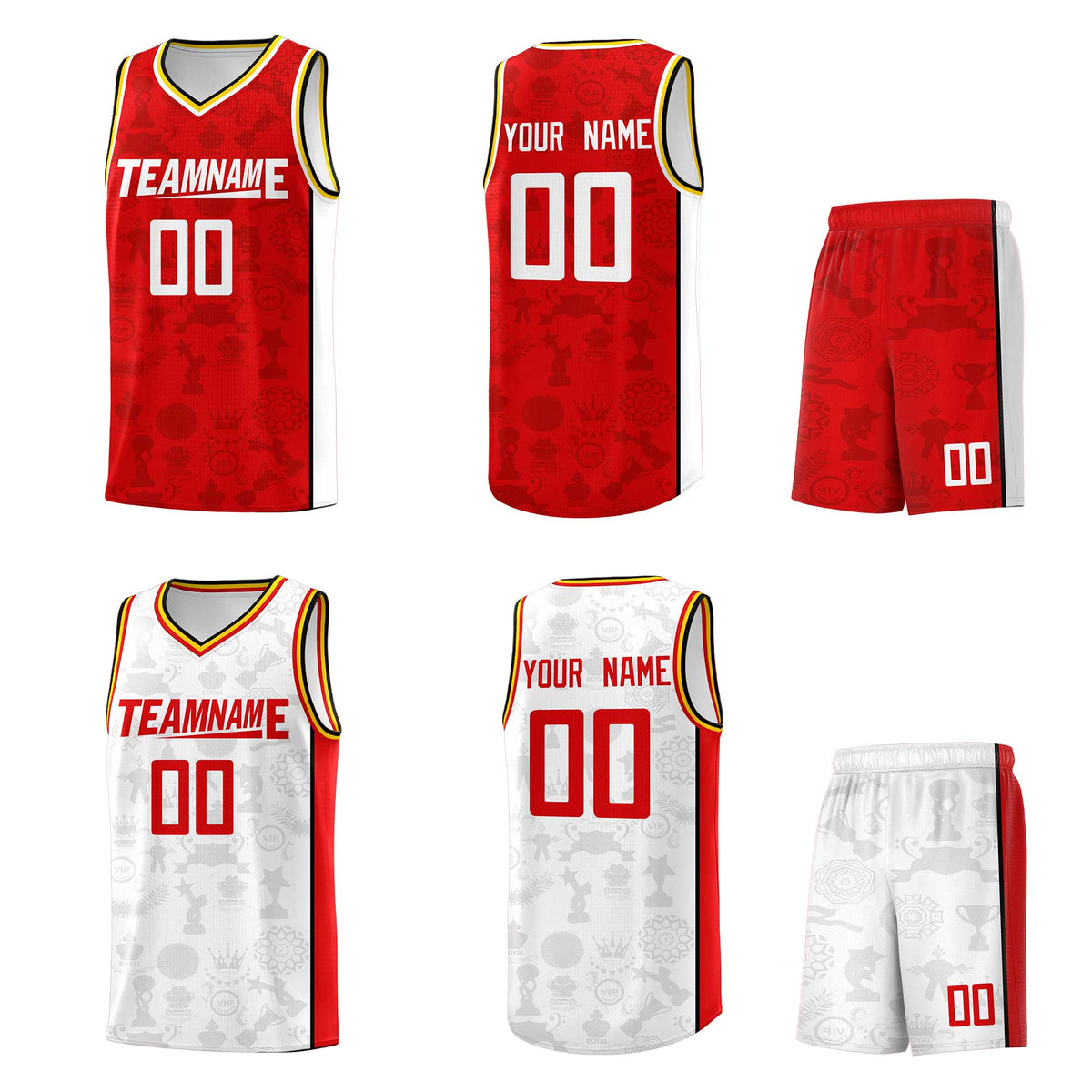 Custom White Red Double Side Sets Basketball Jersey