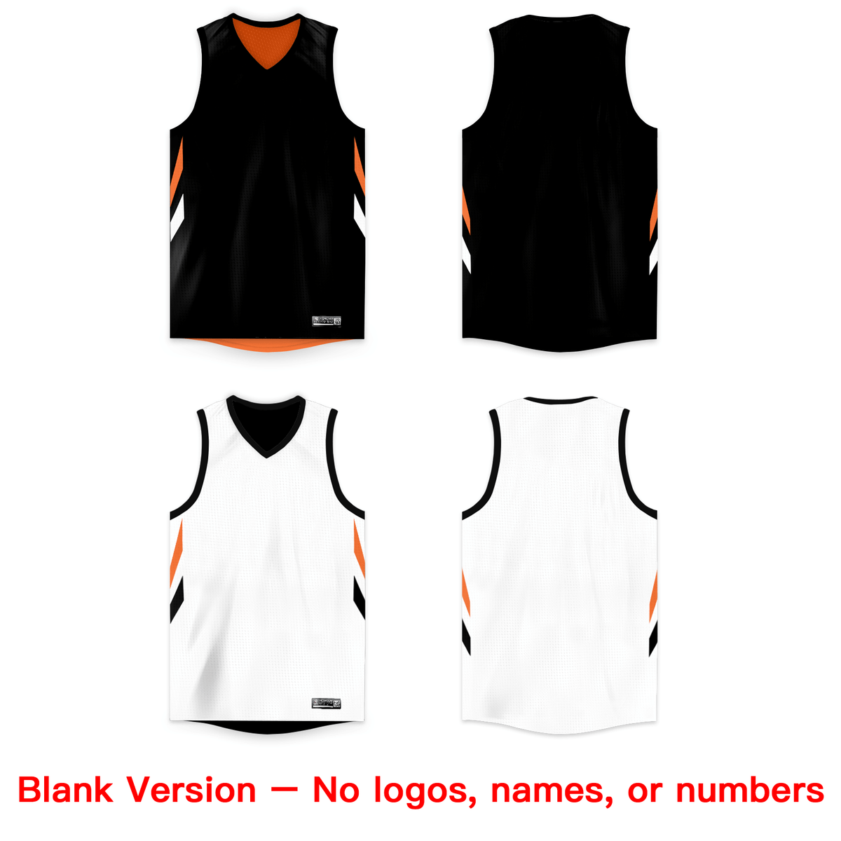 Custom Black Orange  Double Side Tops Athletic Basketball Jersey