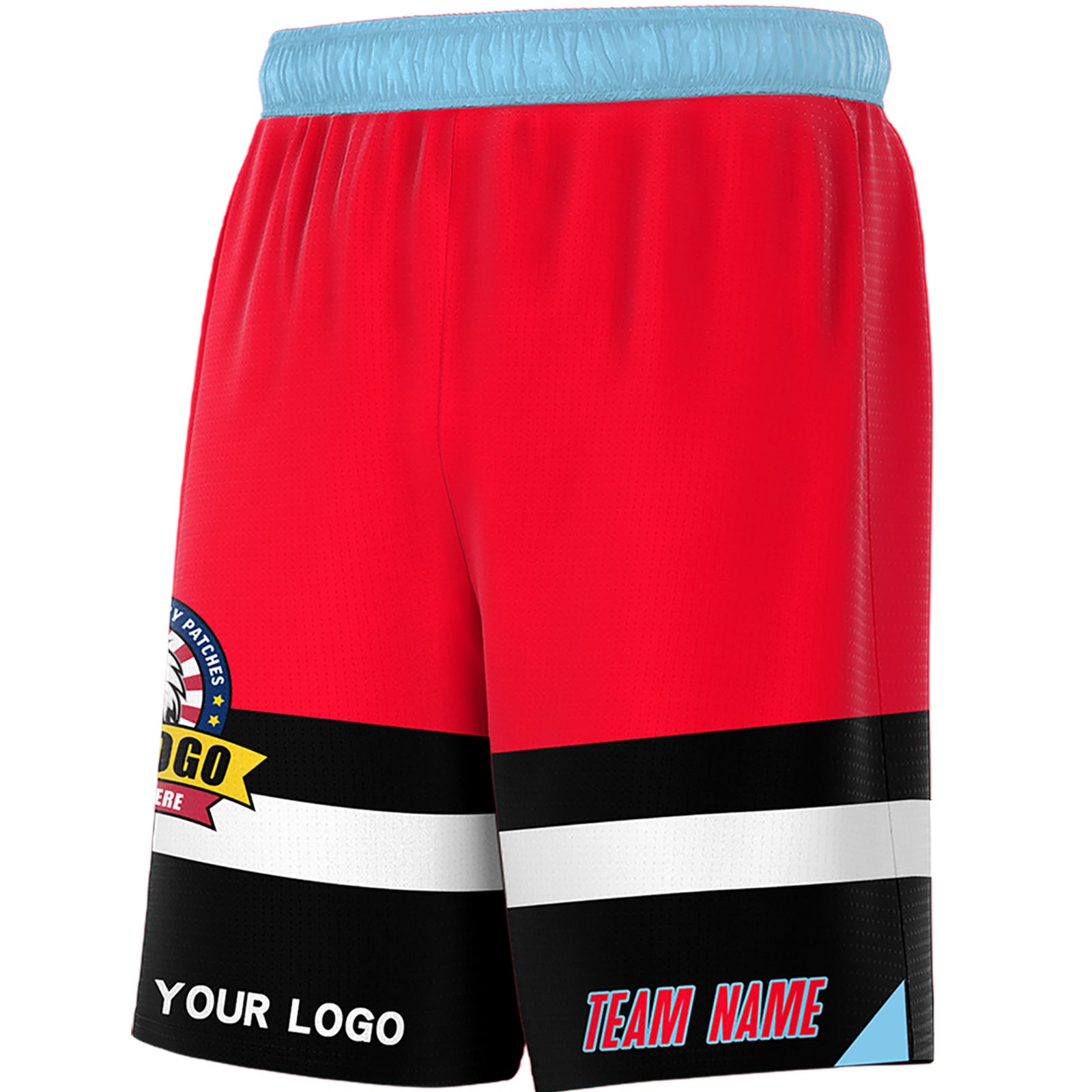 Fans-Made | Custom Red Black-Light Blue Basketball Shorts-Arizona Driven – Available for Reorder