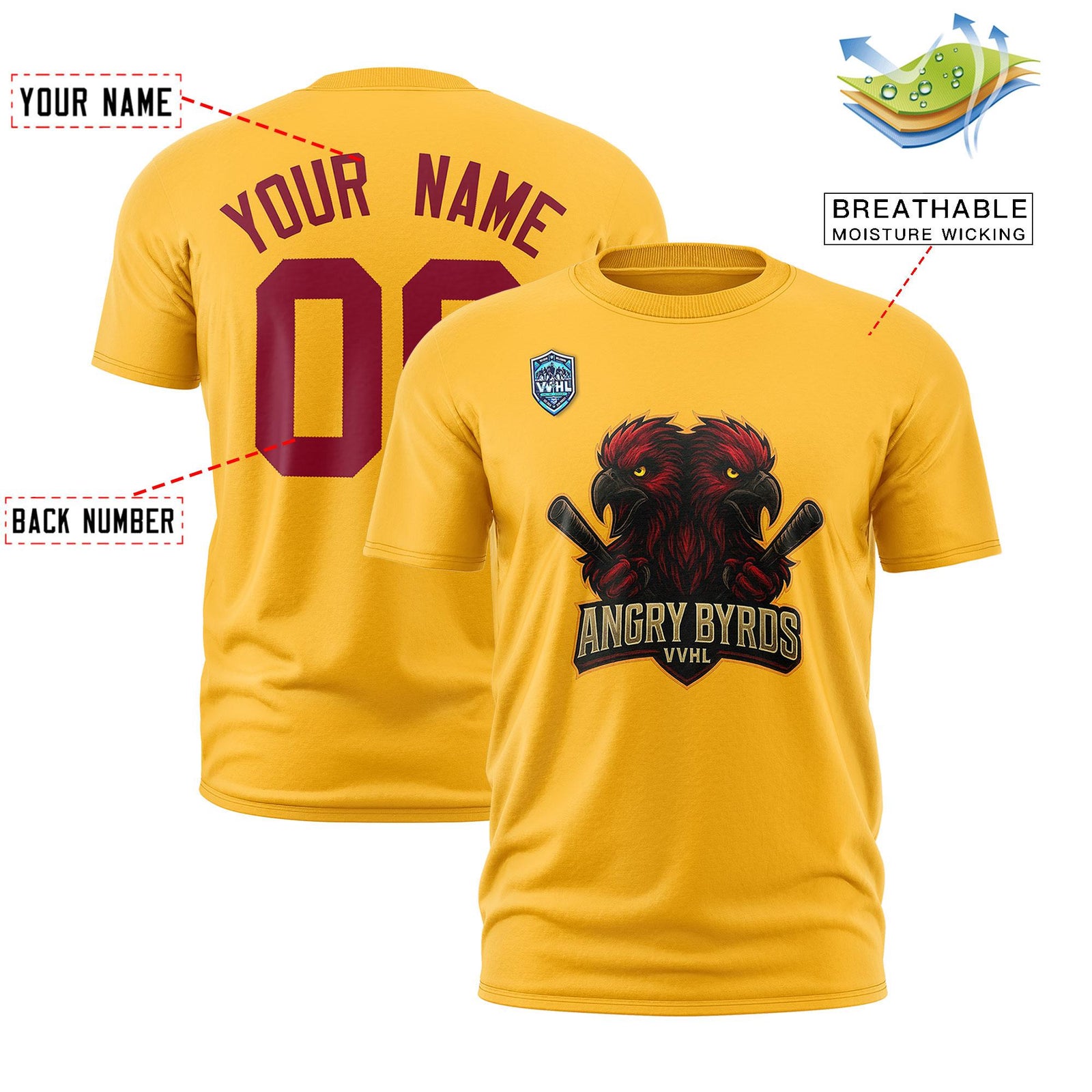 VVHL Yellow Black-Crimson S7-Angry-Byrds-1 T-Shirt