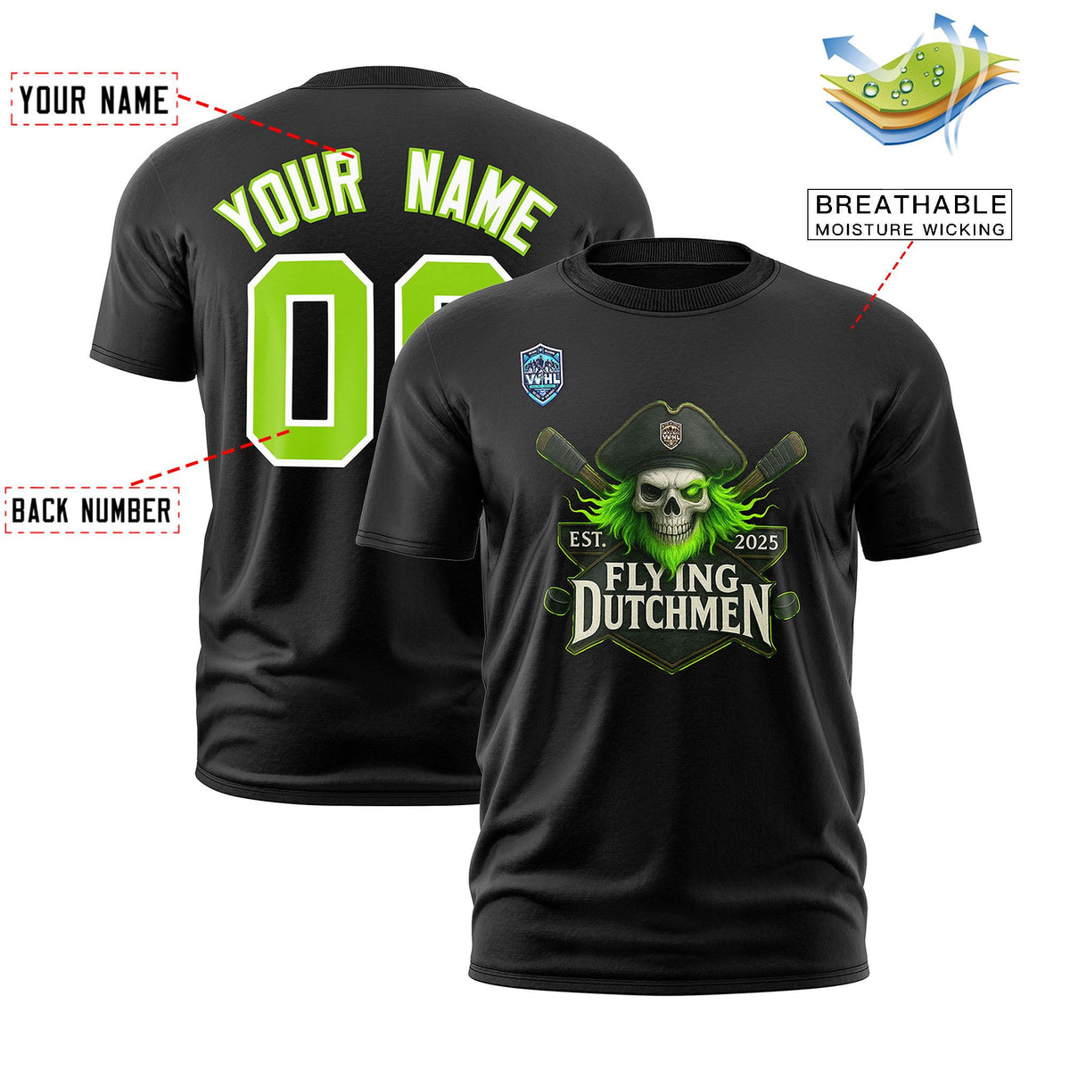 VVHL Black Neon Green-White S7-flying-Dutchmen-1 T-Shirt