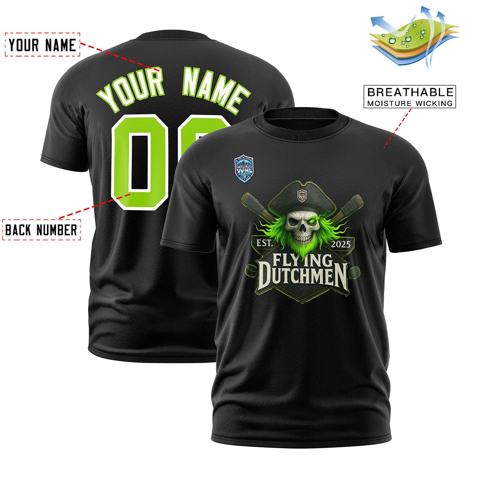 VVHL Black Neon Green-White S7-flying-Dutchmen-1 T-Shirt