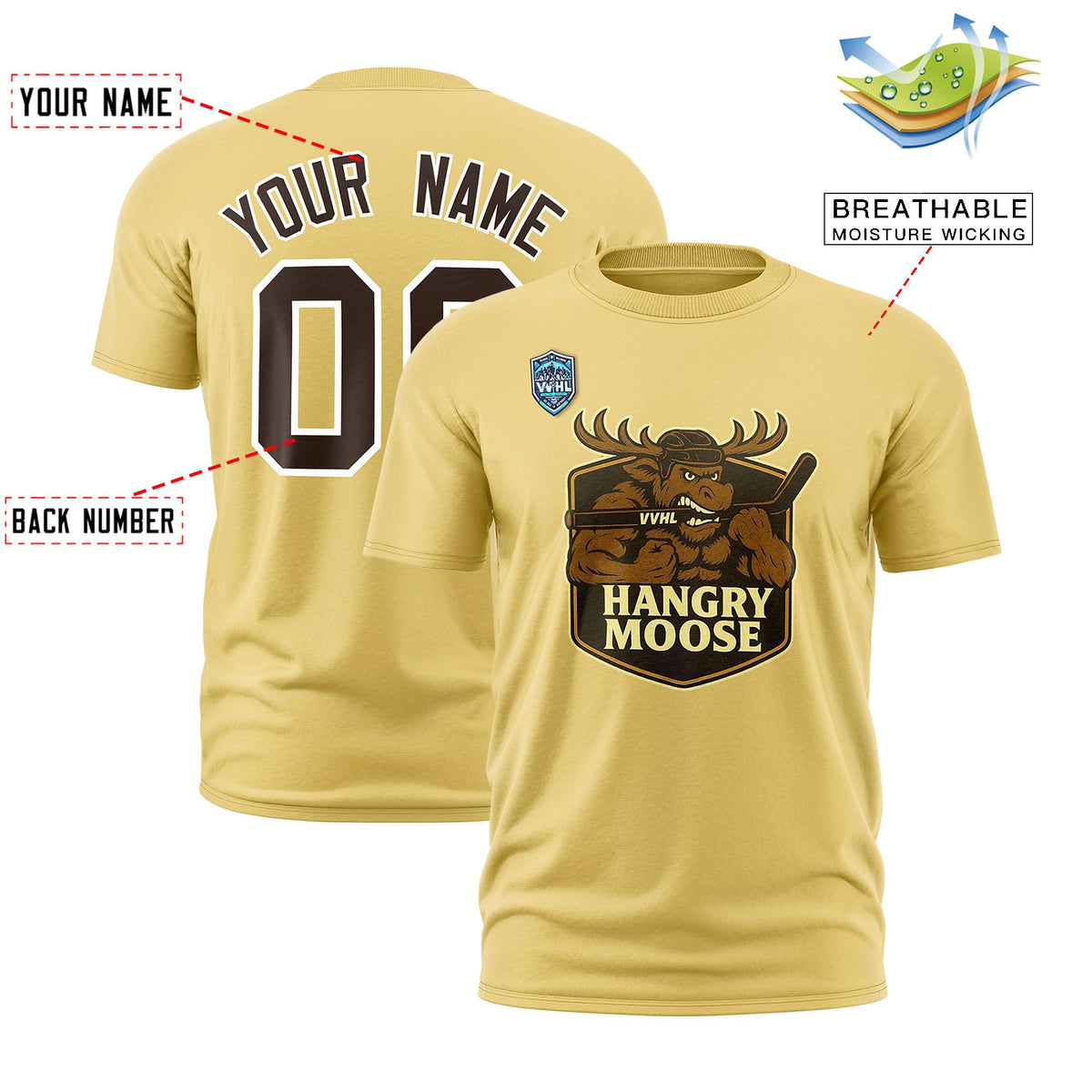 VVHL Khaki Brown-White S7-HANGRY-MOOSE T-Shirt