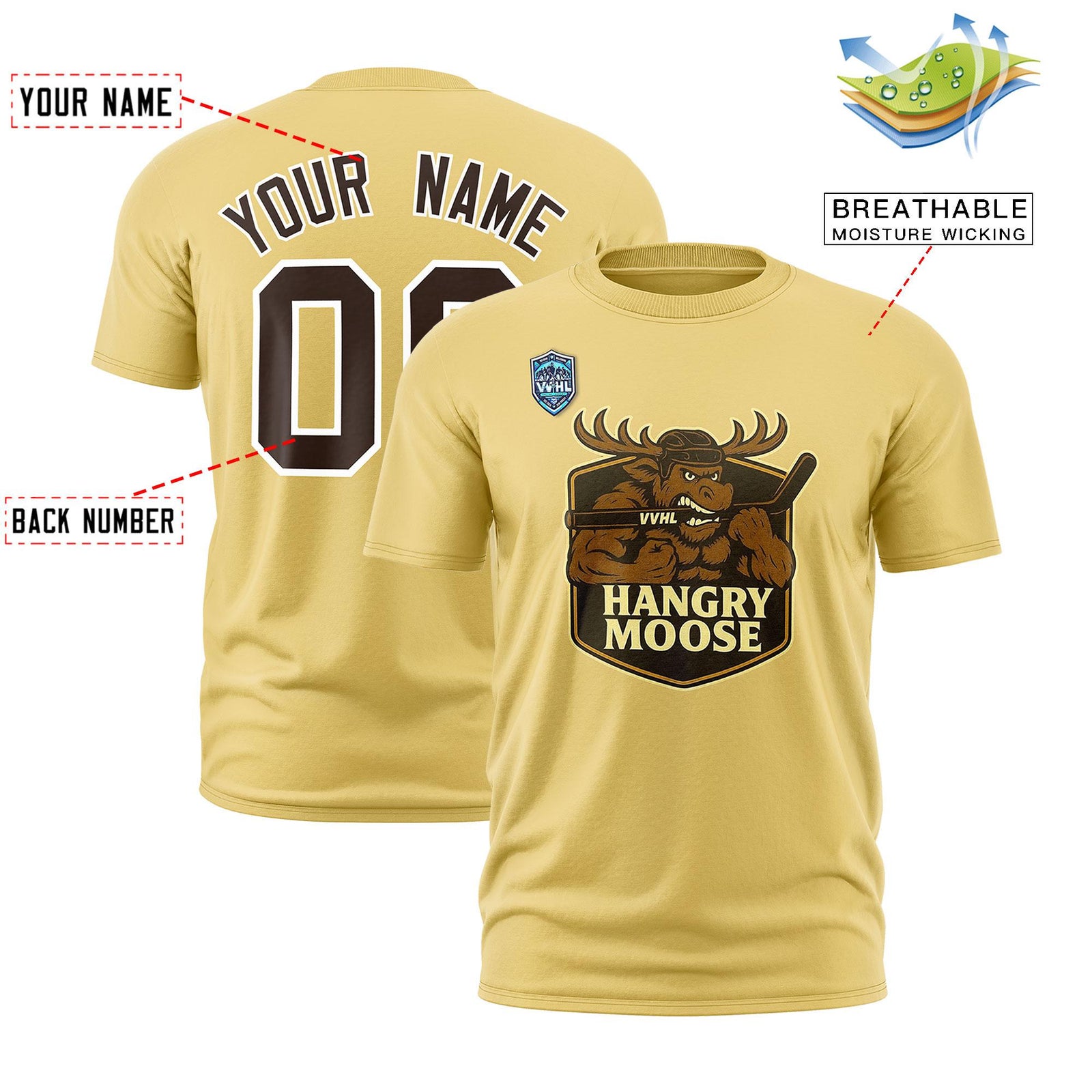 VVHL Khaki Brown-White S7-HANGRY-MOOSE T-Shirt
