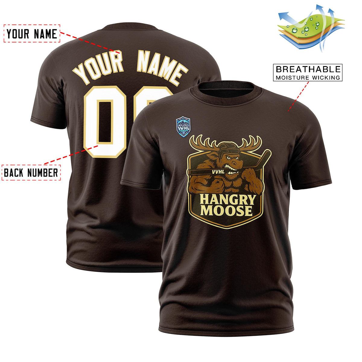 VVHL Brown Khaki-White S7-HANGRY-MOOSE-1 T-Shirt