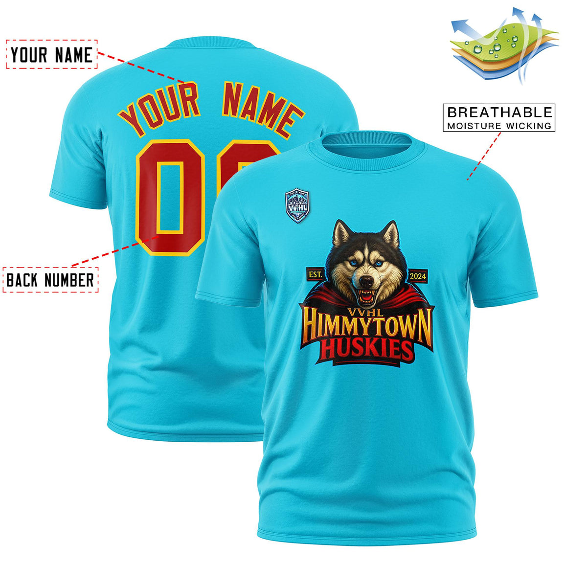 VVHL Sky Blue Red-Gold S7-Himmytown-huskies T-Shirt