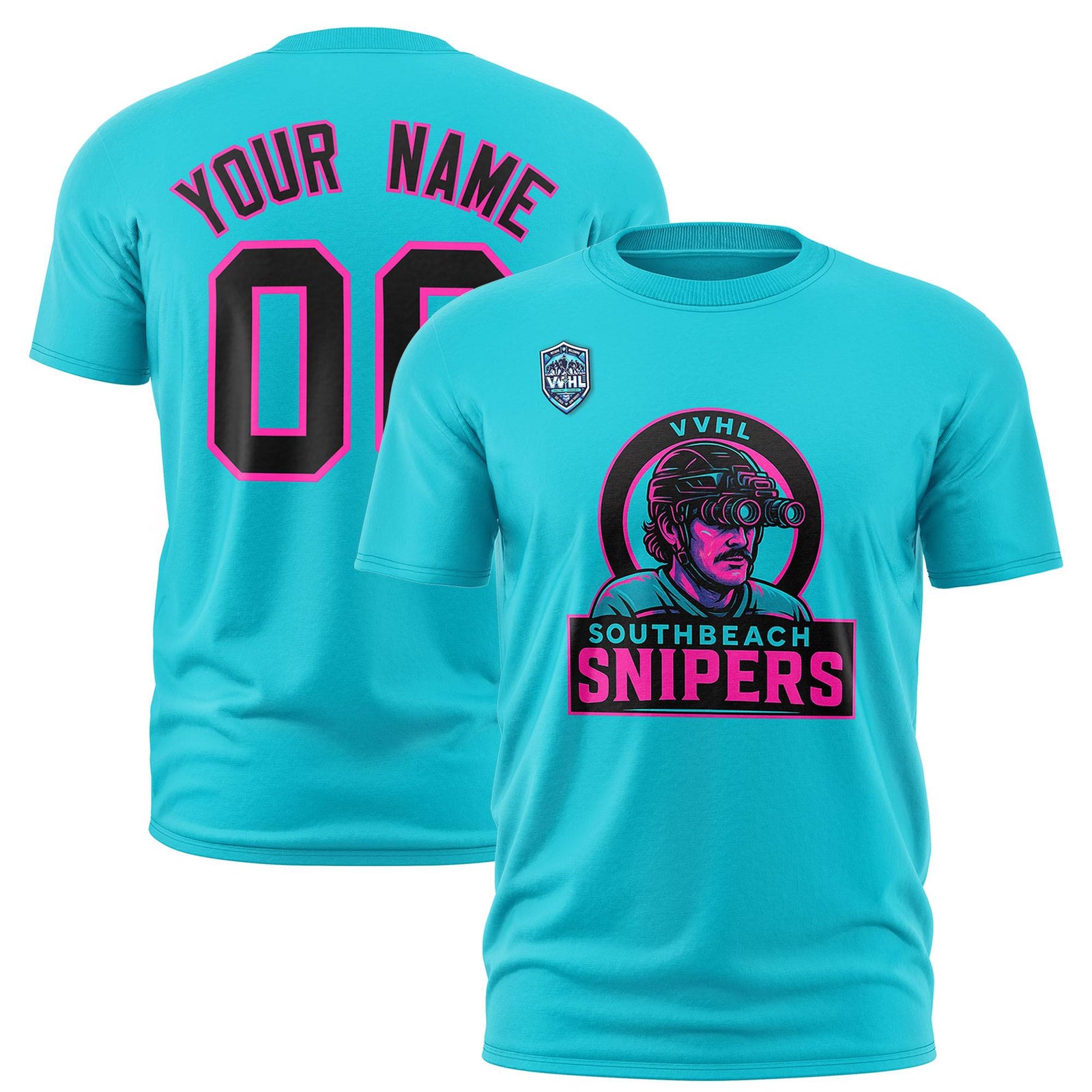 VVHL Sky Blue Black-Pink S7-Southbeach-snipers-1 T-Shirt