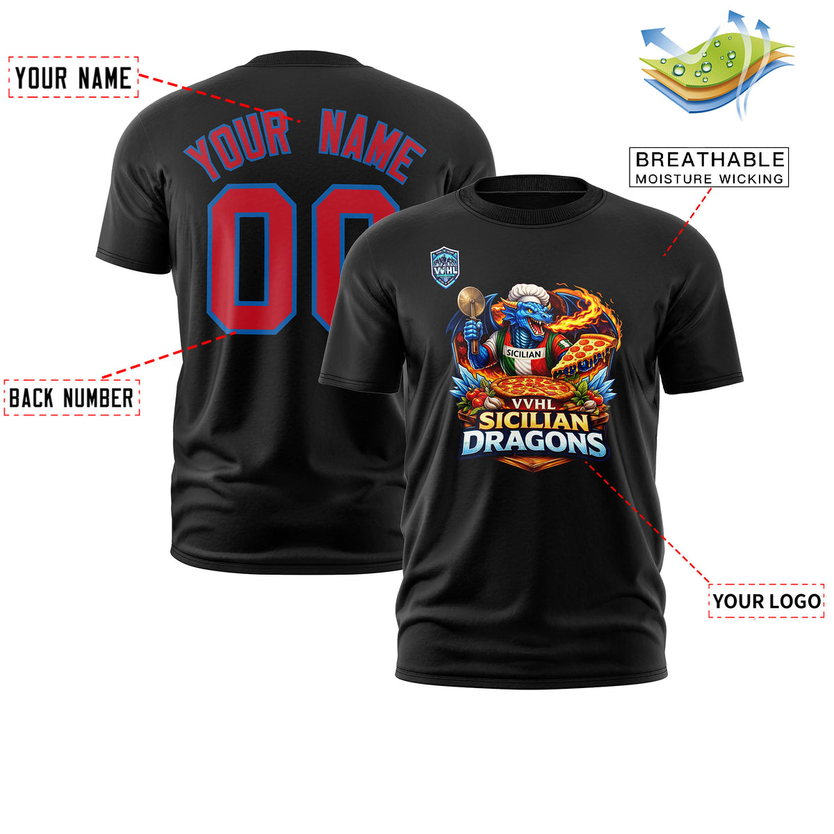 VVHL S11 Sicilian Dragons Black T-Shirs