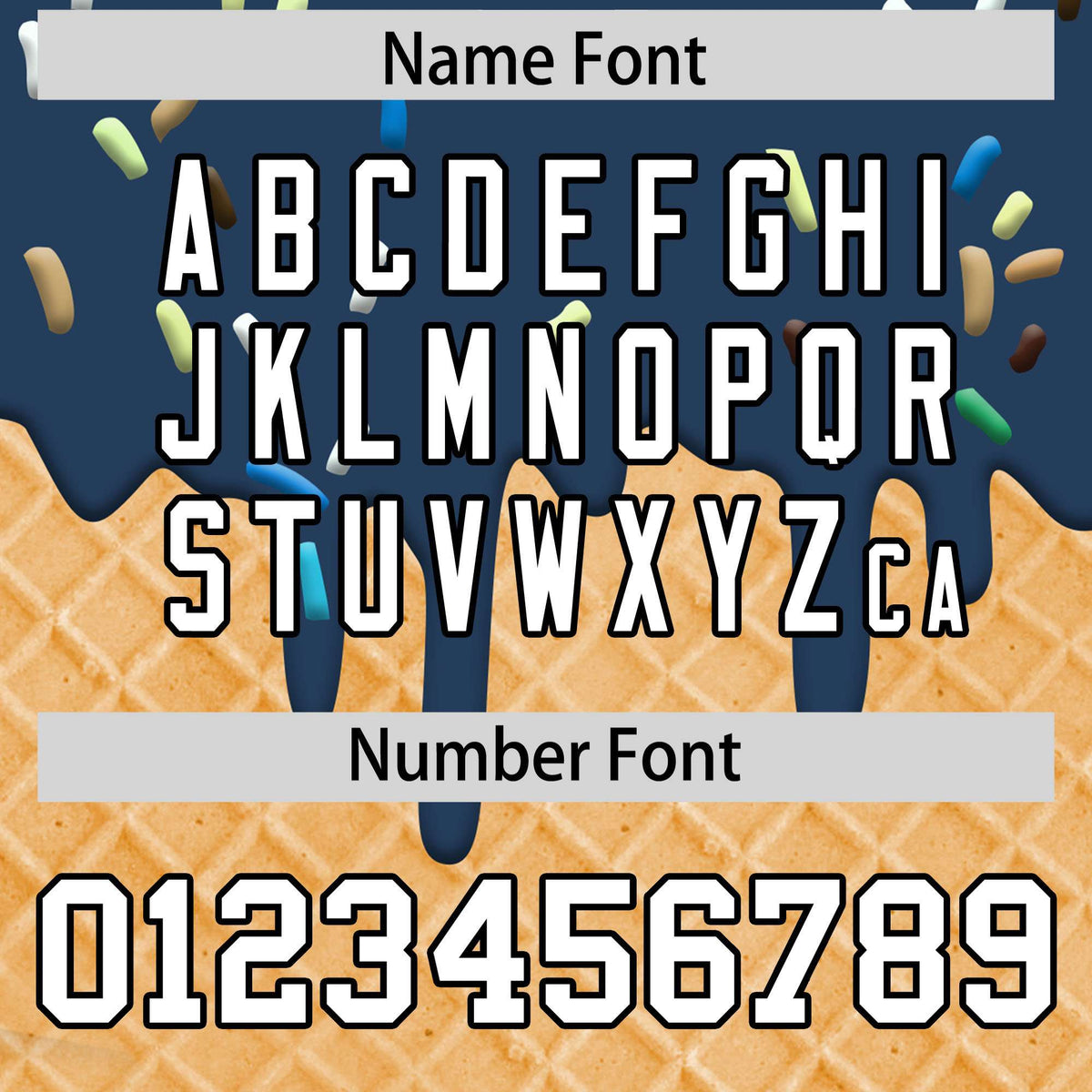 Custom Midnight Blue Ice Cream Cone Graffiti Pattern Fashion Authentic T-Shirt