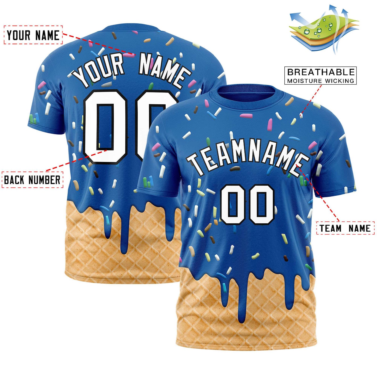 Custom Royal Ice Cream Cone Graffiti Pattern Fashion Authentic T-Shirt