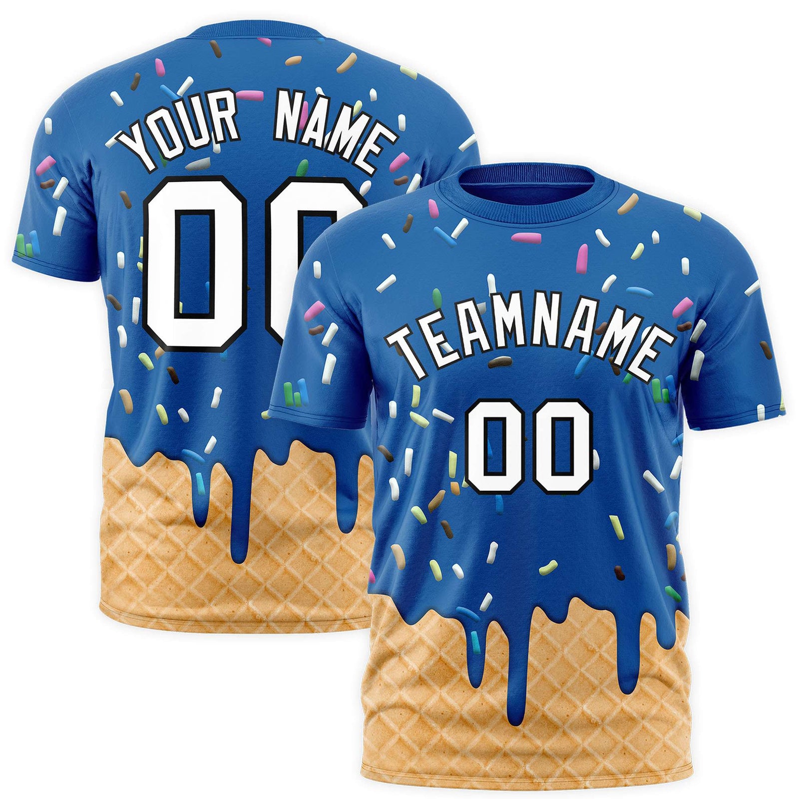 Custom Royal Ice Cream Cone Graffiti Pattern Fashion Authentic T-Shirt