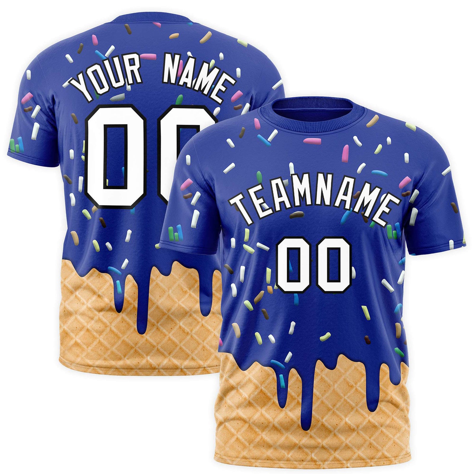 Custom Royal Ice Cream Cone Graffiti Pattern Fashion Authentic T-Shirt