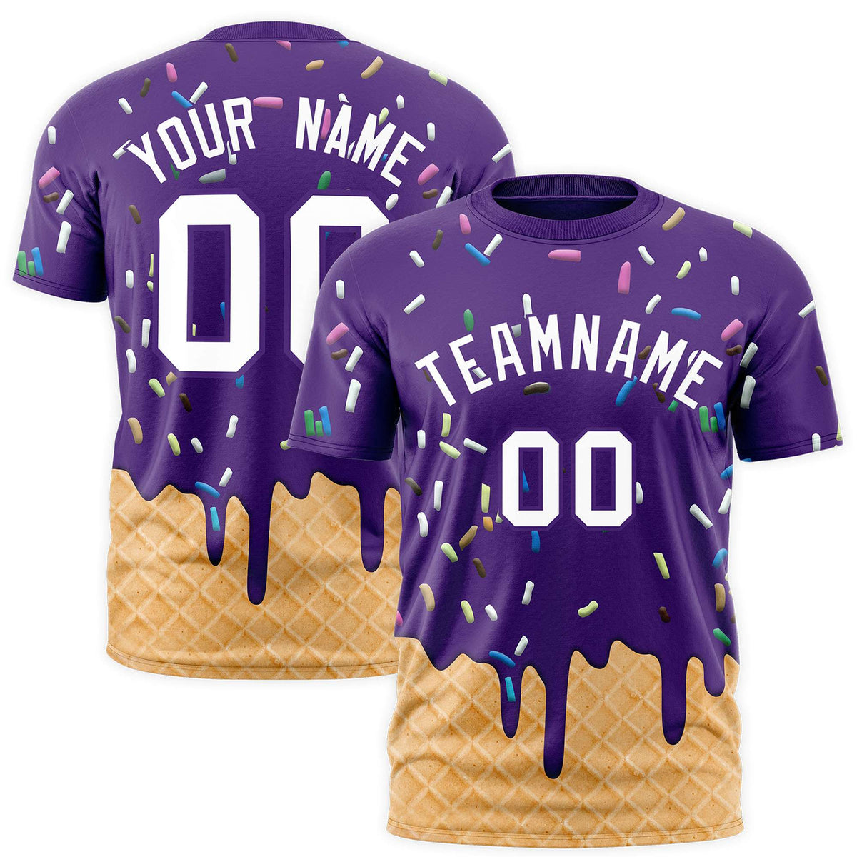 Custom Purple Ice Cream Cone Graffiti Pattern Fashion Authentic T-Shirt