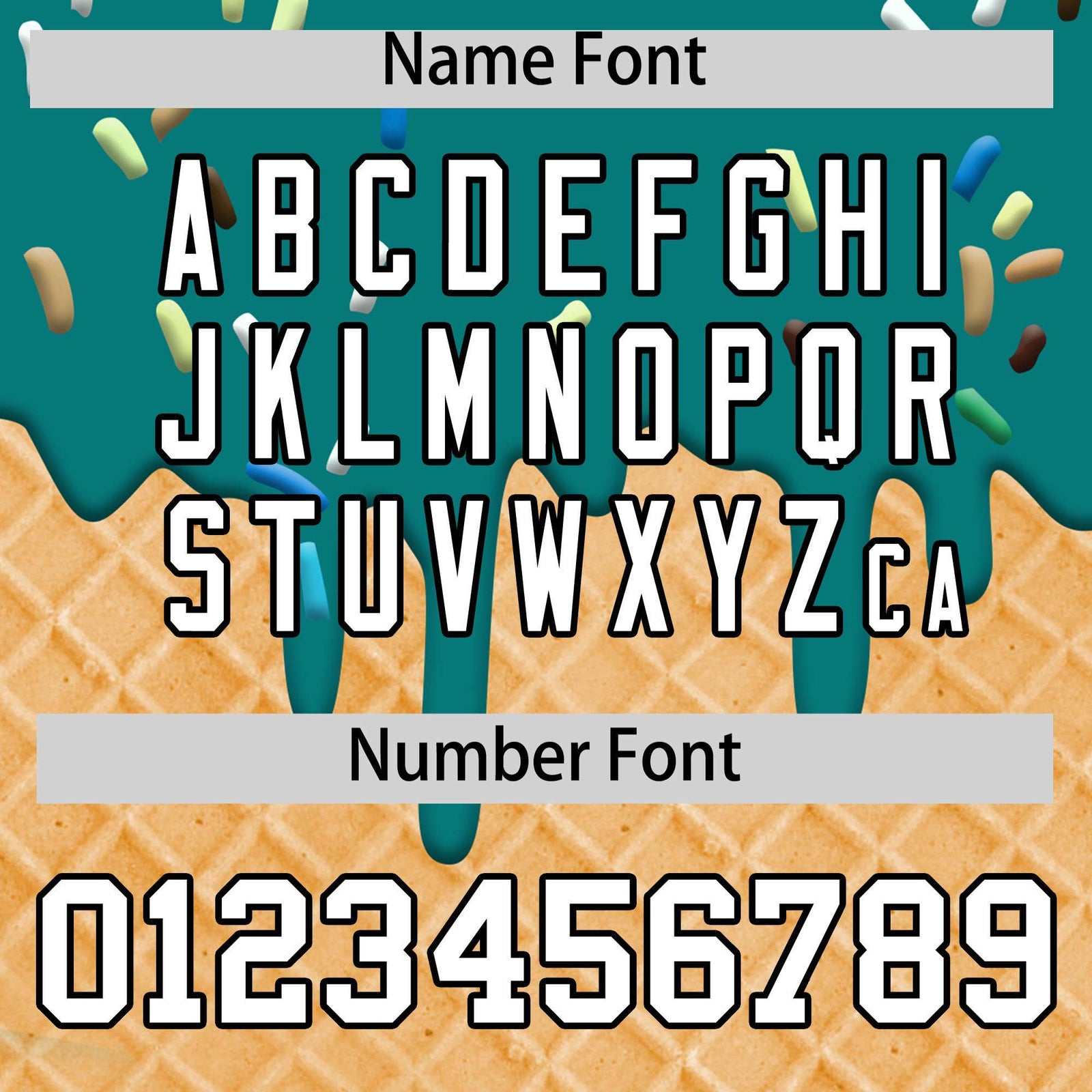 Custom Teal Ice Cream Cone Graffiti Pattern Fashion Authentic T-Shirt