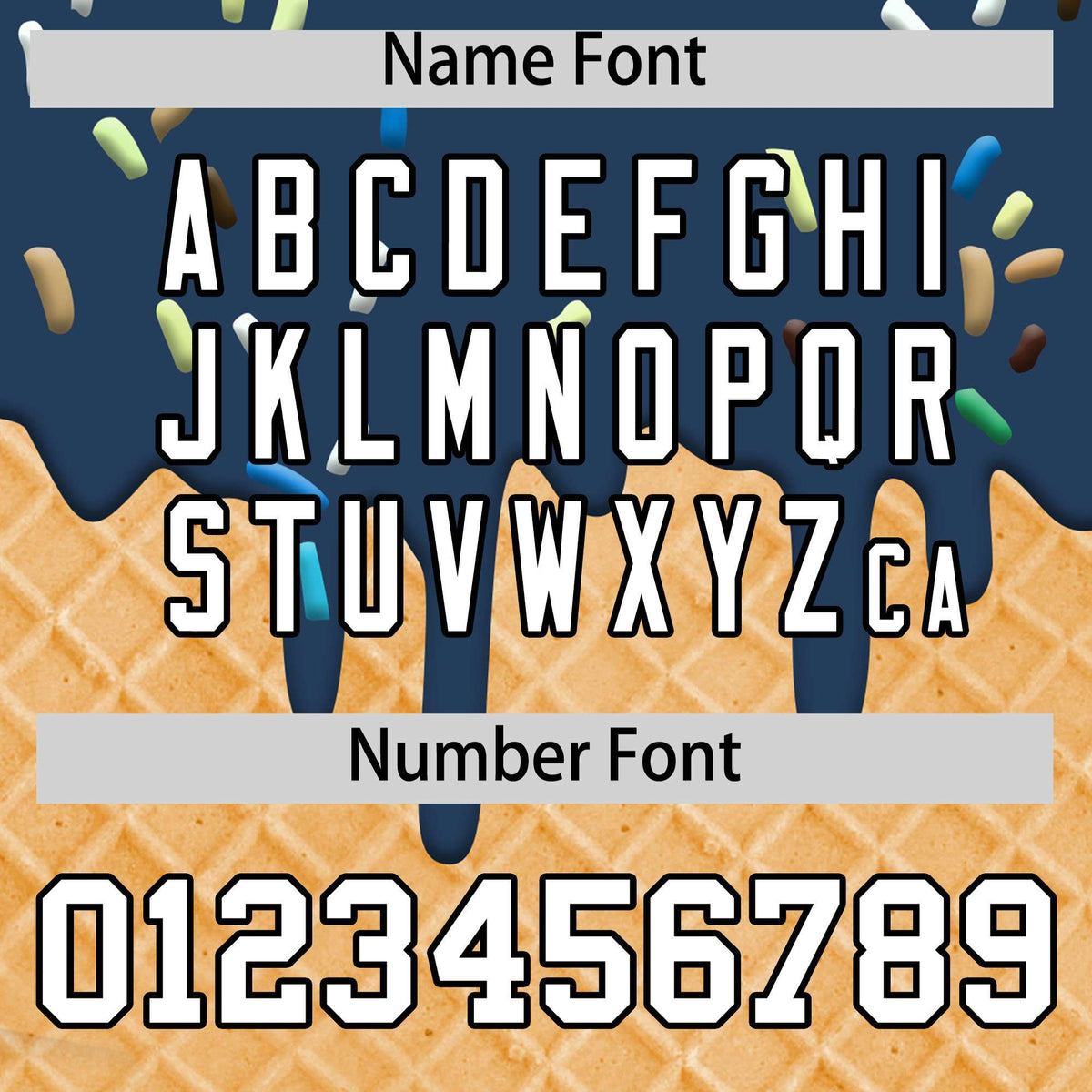 Custom Midnight Blue Ice Cream Cone Graffiti Pattern Fashion Authentic T-Shirt