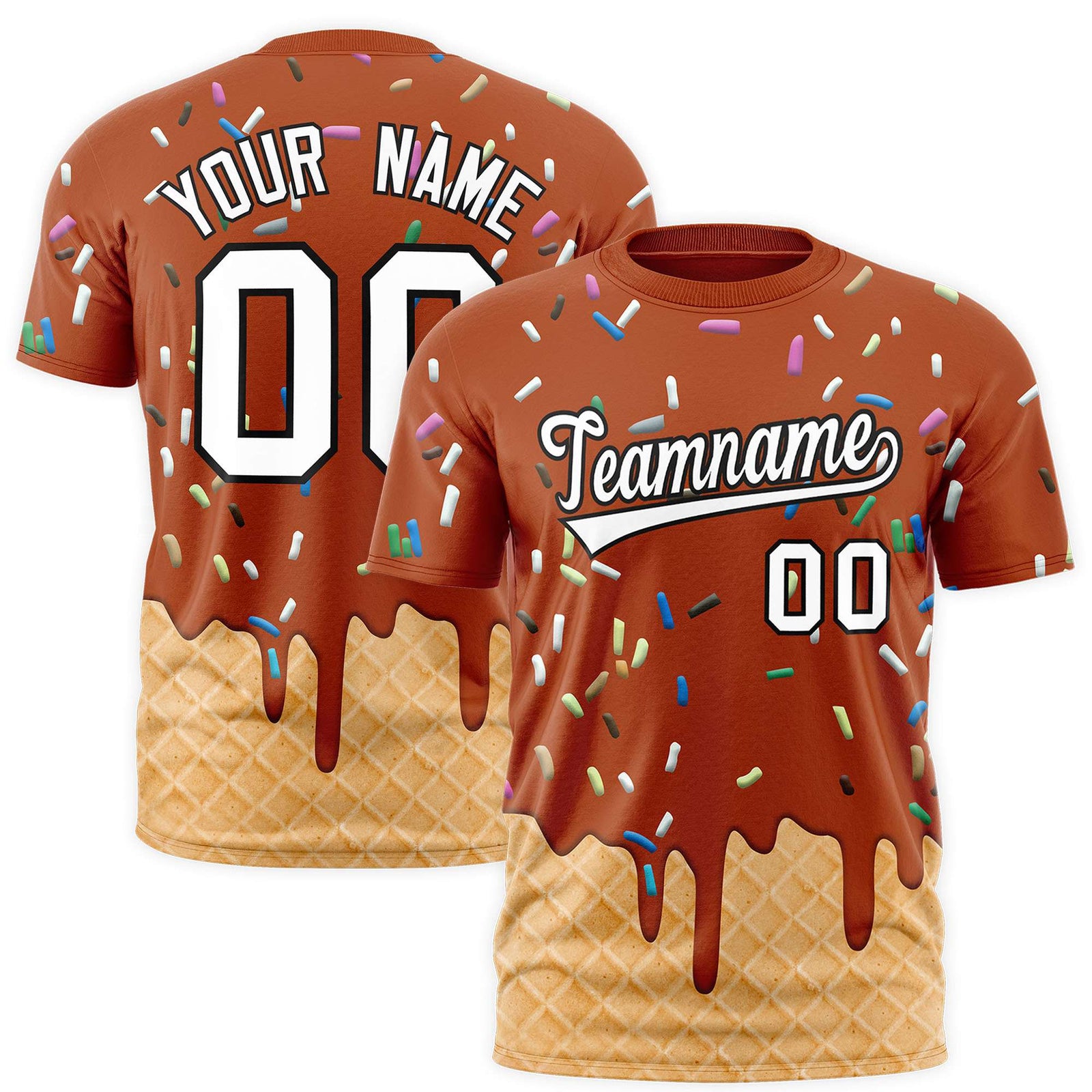 Custom Texas Orange Ice Cream Cone Graffiti Pattern Fashion Authentic T-Shirt