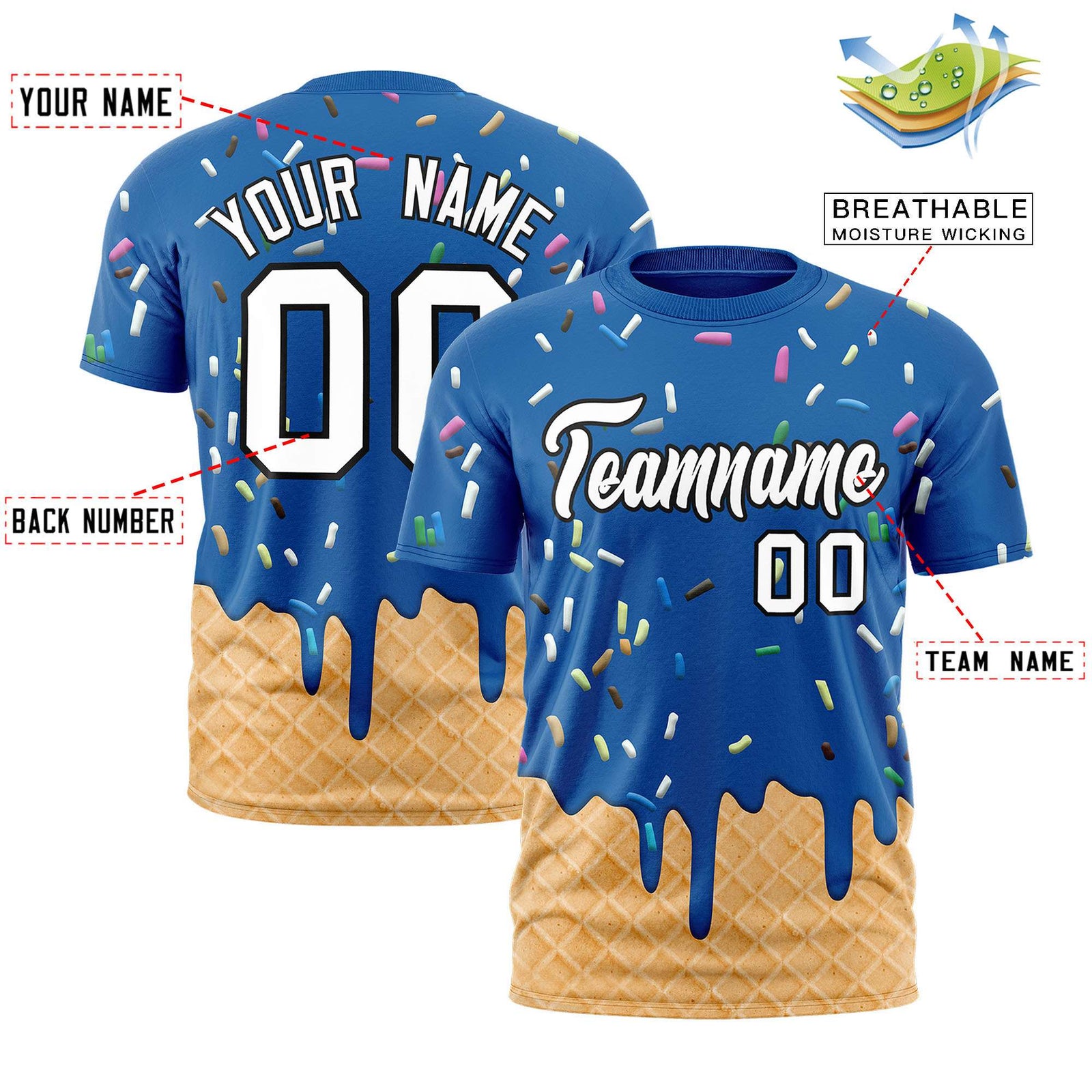 Custom Royal Ice Cream Cone Graffiti Pattern Fashion Authentic T-Shirt