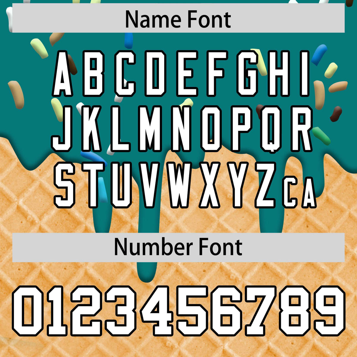 Custom Teal Ice Cream Cone Graffiti Pattern Fashion Authentic T-Shirt