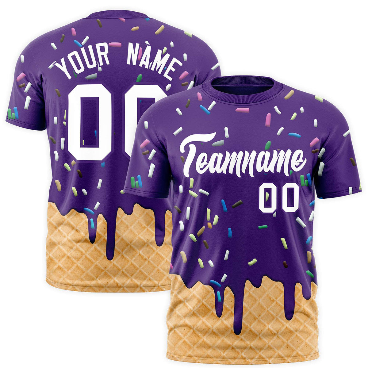 Custom Purple Ice Cream Cone Graffiti Pattern Fashion Authentic T-Shirt